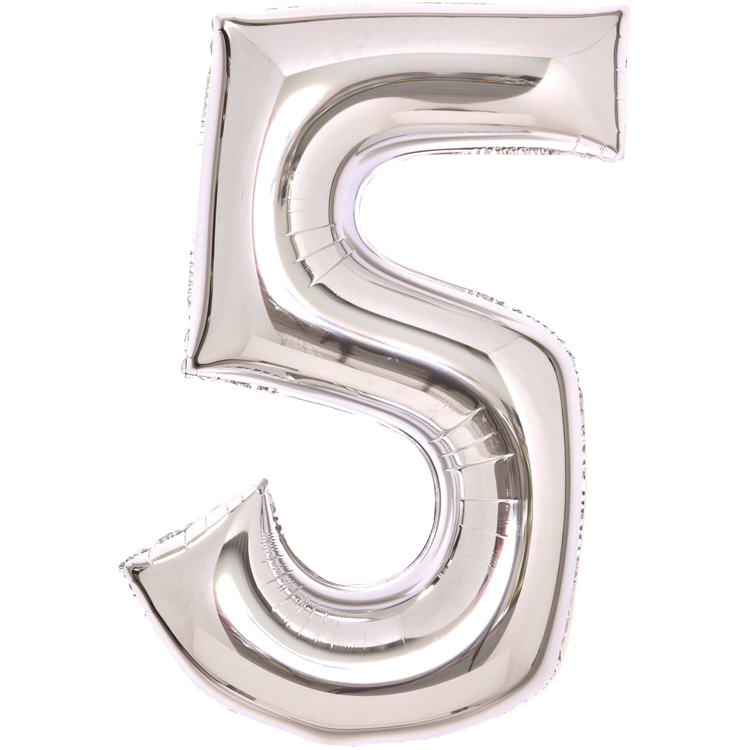 Medium Number 5 Silver Foil Balloon N26 Packaged 26IN 72 cm x 52 cm