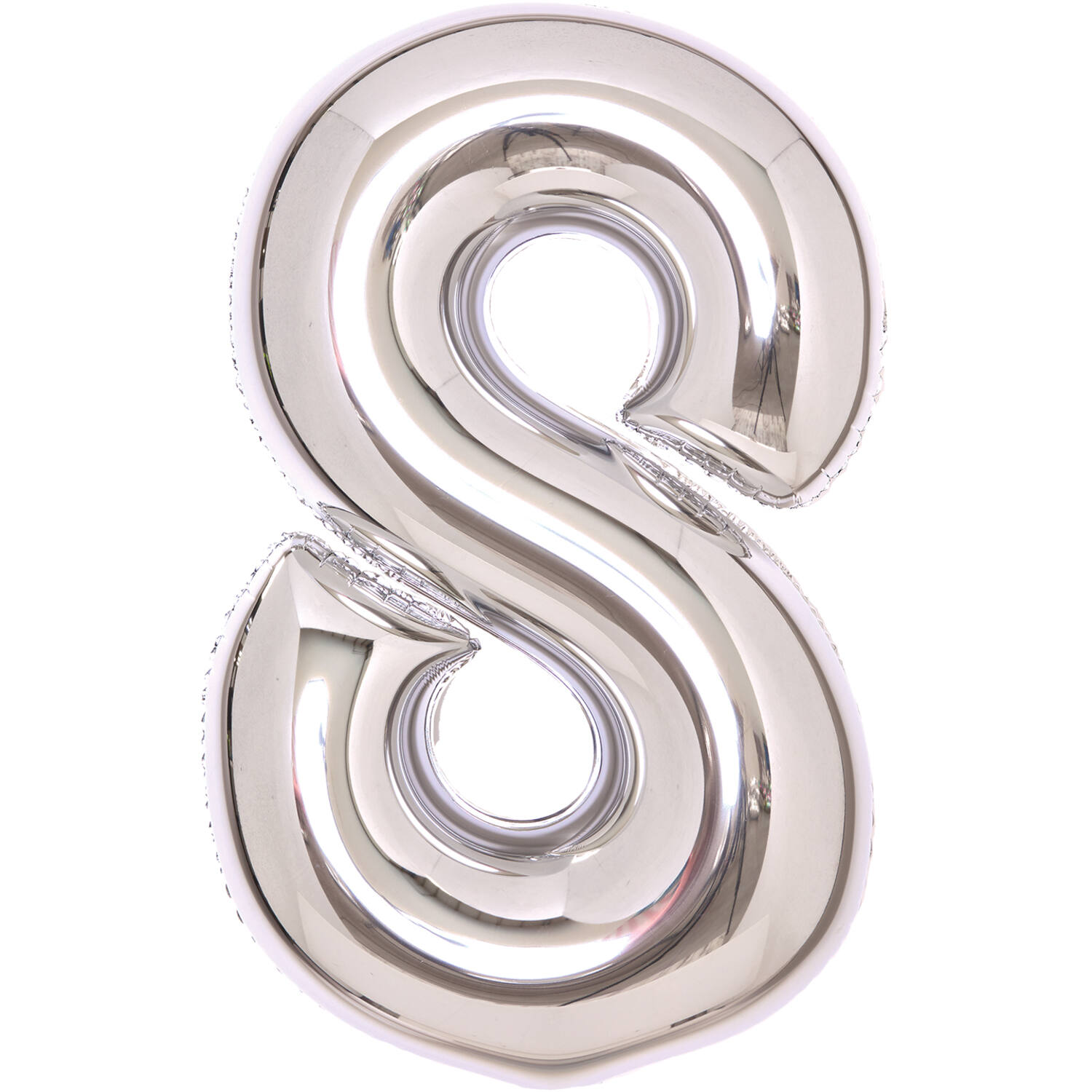 Medium Number 8 Silver Foil Balloon N26 Packaged 26IN 74 cm x 49 cm