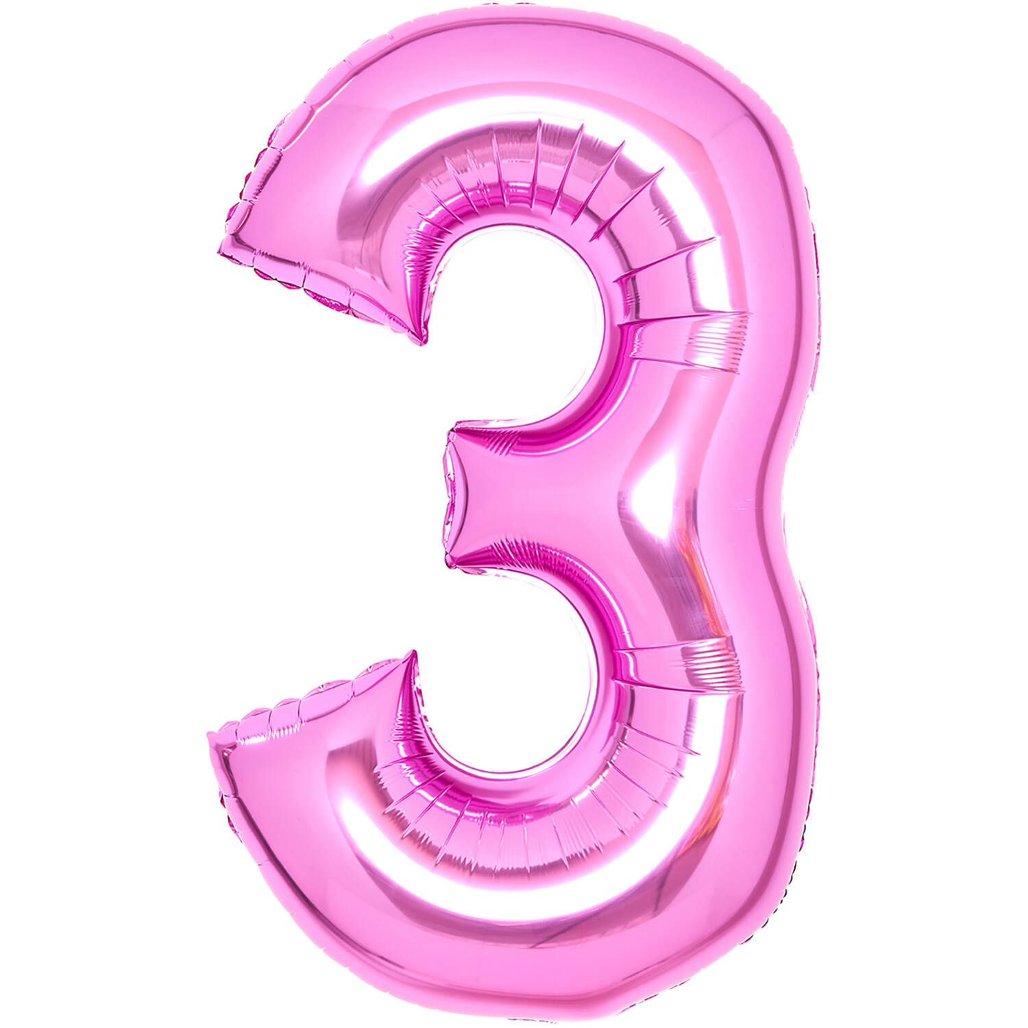 Medium Number 3 Pink Foil Balloon N26 Packaged 26IN 70 cm x 50 cm