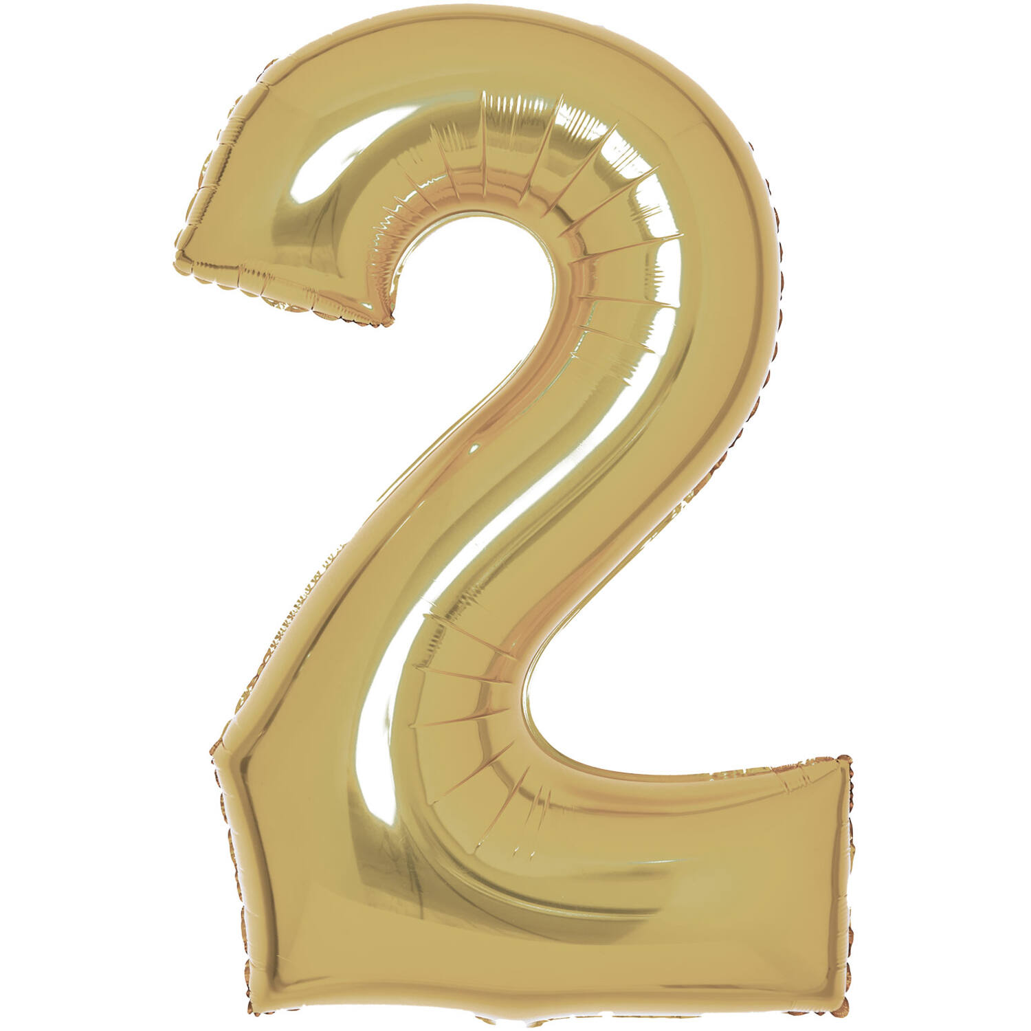 Large Number 2 White Gold Foil Balloon N34 Packaged 86 cm x 55 cm