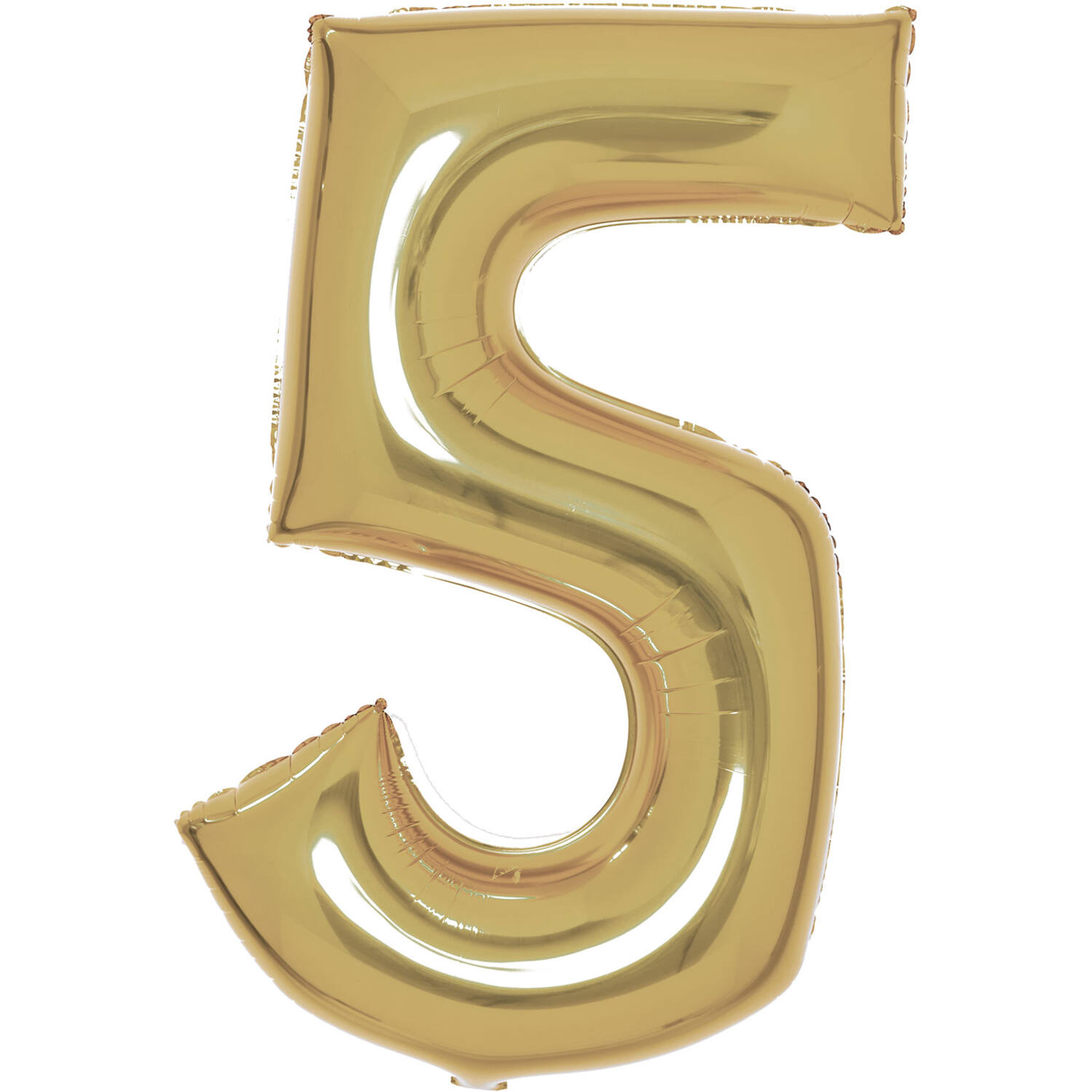 Large Number 5 White Gold Foil Balloon N34 Packaged 89 cm x 55 cm