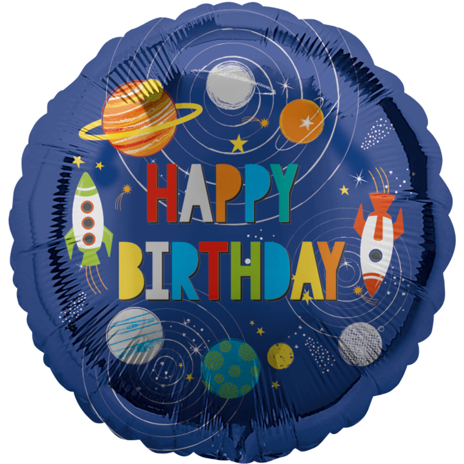 Standard Holographic HBD Outer Space Foil Balloon C55 Packaged 43 cm