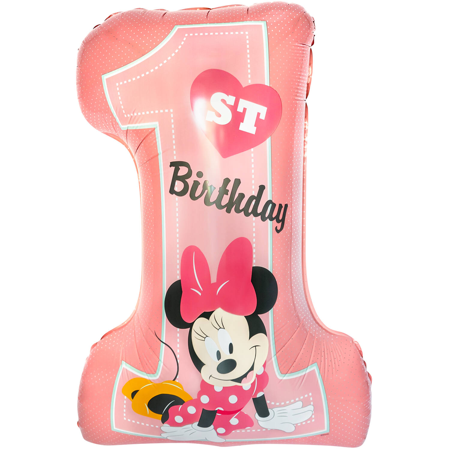 Large Shape Minnie 1st Birthday Foil Balloon H45 Packaged 48 cm x 71 cm