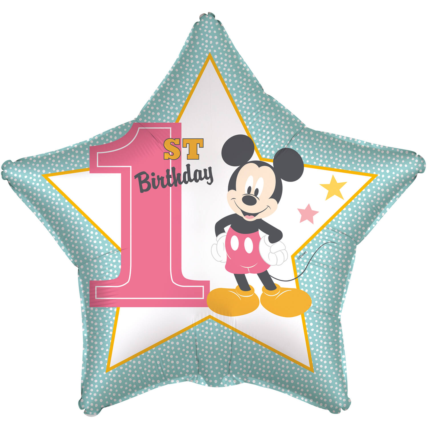 Standard Mickey 1st Birthday Foil Balloon C60 Packaged 43 cm