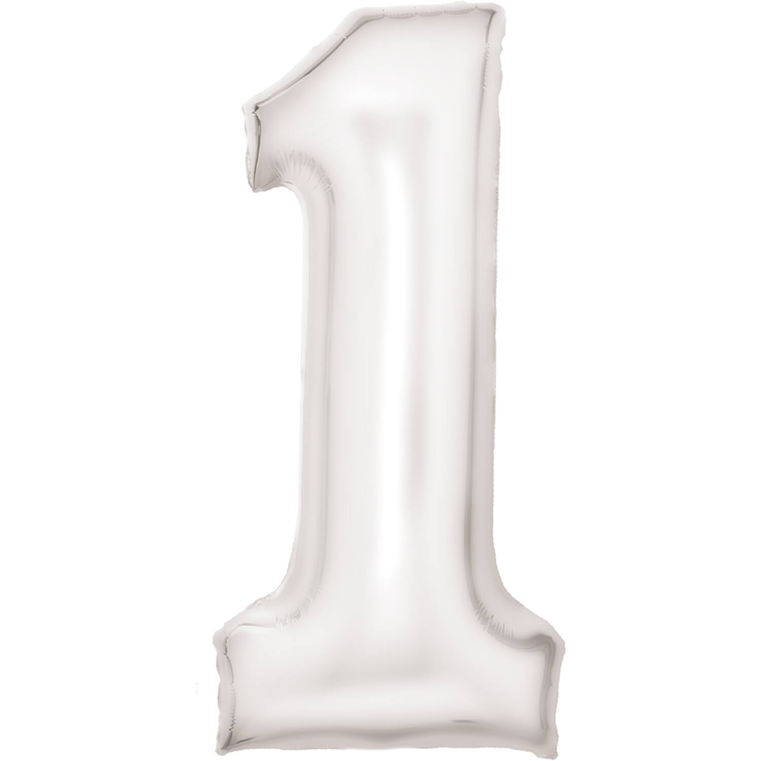 Large Number Silk Lustre 1 White Foil Balloon N34 Packaged 82 cm x 37 cm