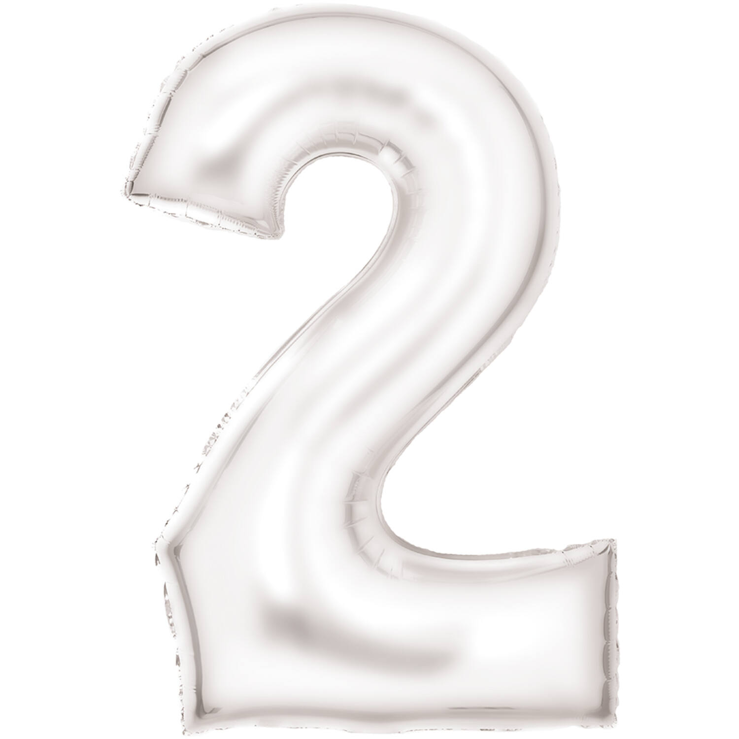 Large Number Silk Lustre 2 White Foil Balloon N34 Packaged 86 cm x 55 cm