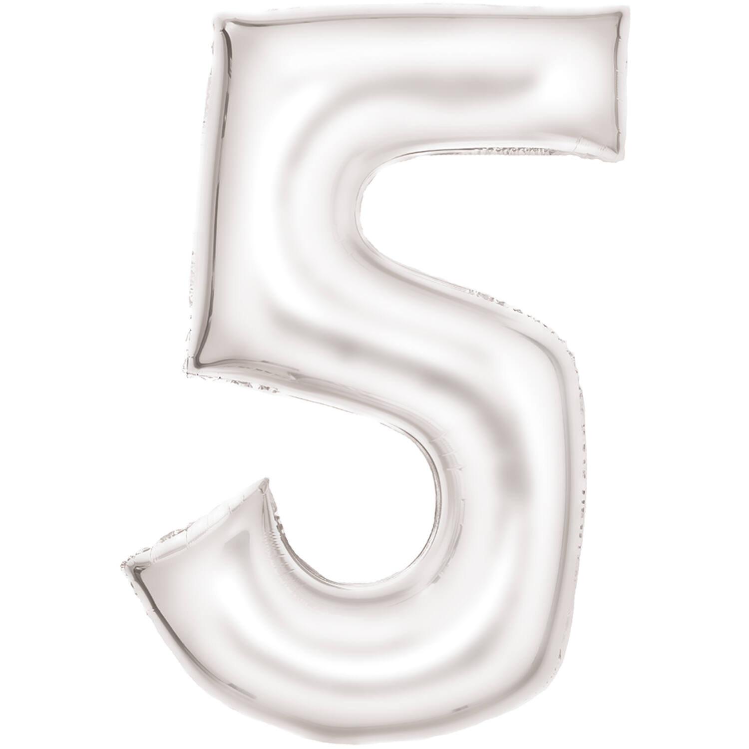 Large Number Silk Lustre 5 White Foil Balloon N34 Packaged 89 cm x 55 cm