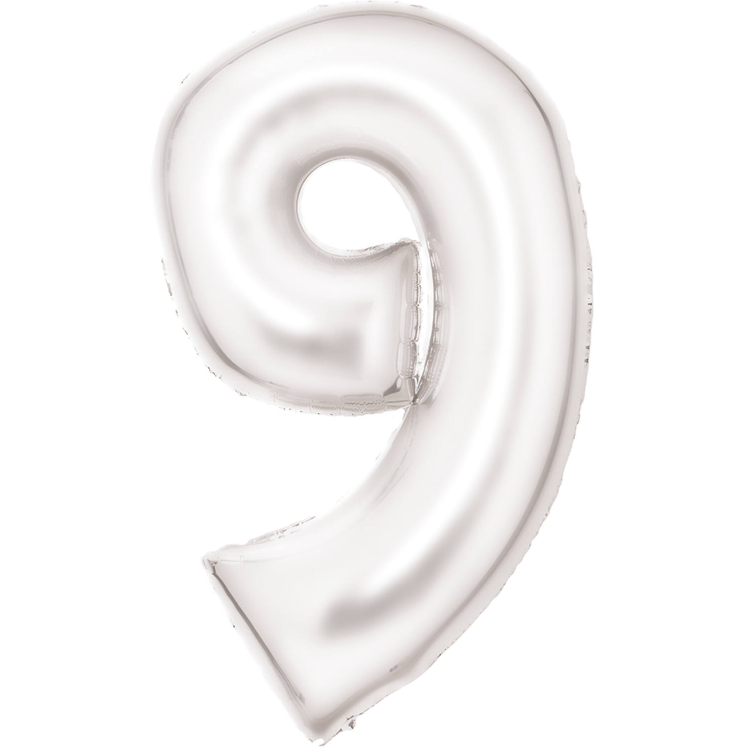 Large Number Silk Lustre 9 White Foil Balloon N34 Packaged 91 cm x 57 cm