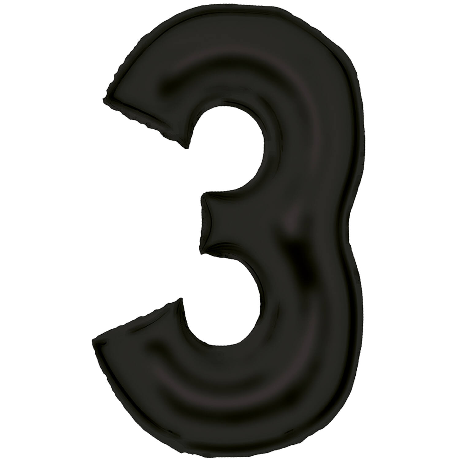 Large Number Silk Lustre 3 Black Foil Balloon N34 Packaged 87 cm x 52 cm