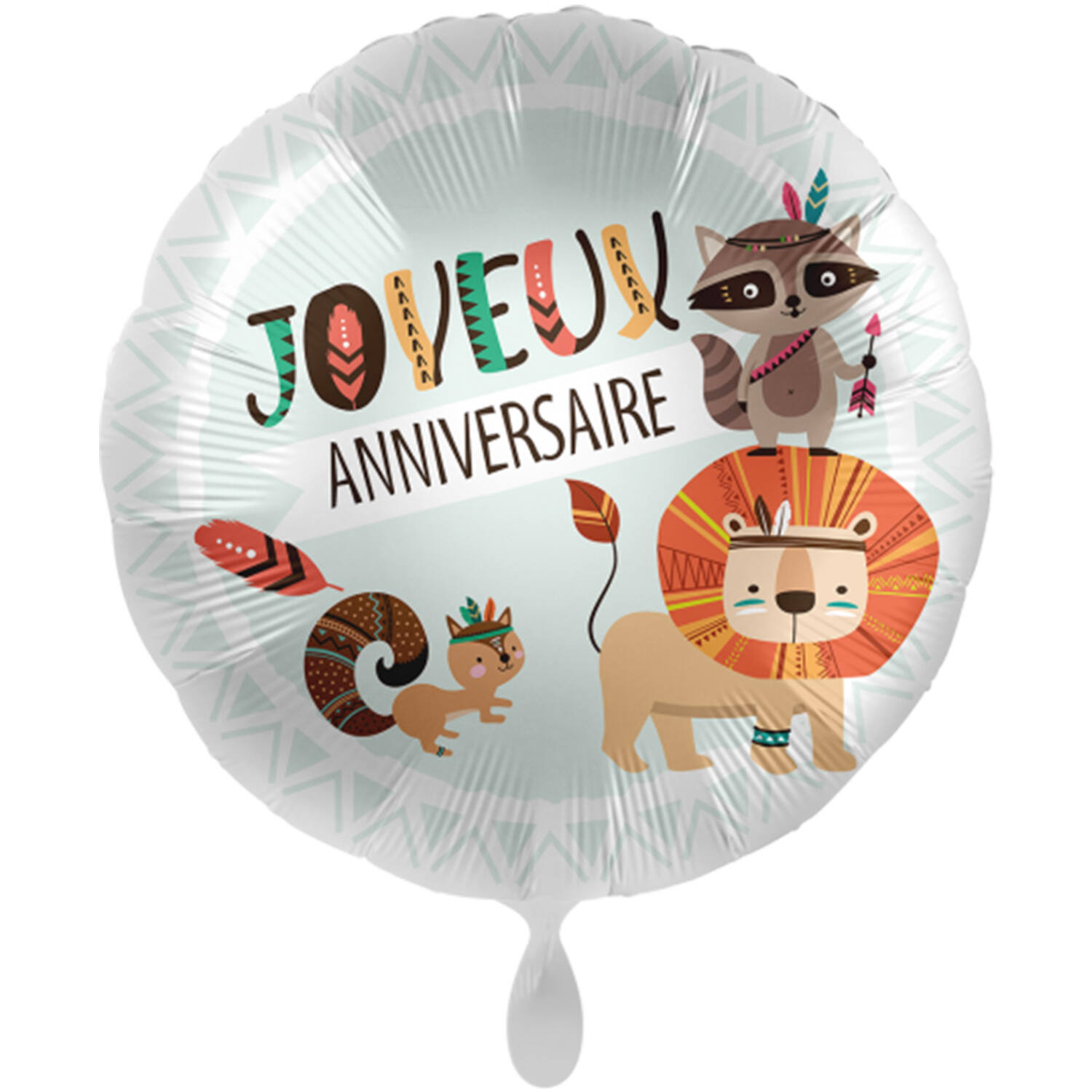 Standard Joyeux Anniversaire Animals Foil Balloon round C40 packaged 43cm