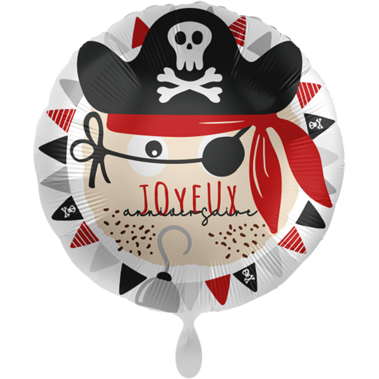 Standard Joyeux Anniversaire Pirates Foil Balloon round C40 packaged 43cm