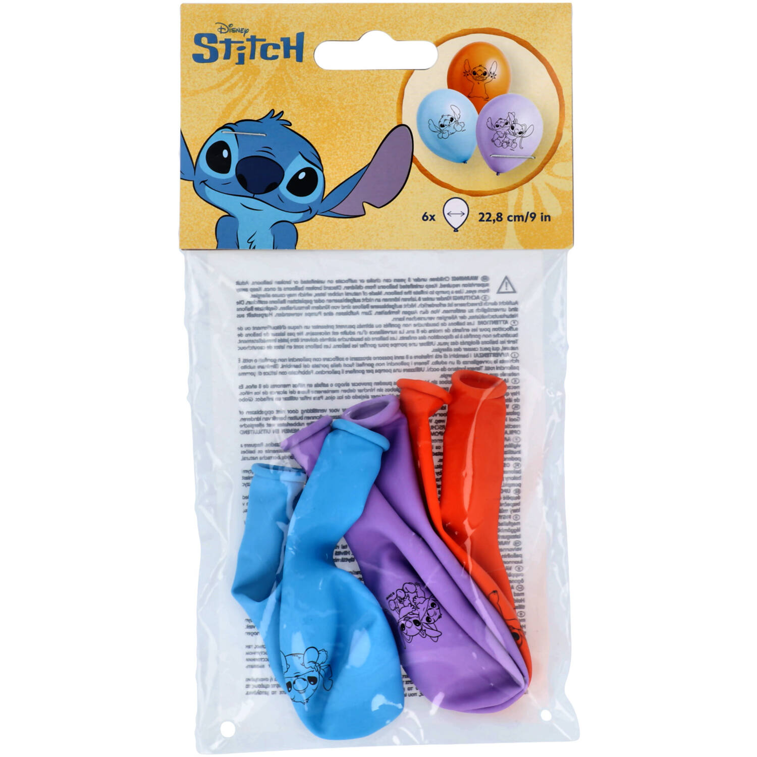 6 Latex Balloons Stitch 22.8 cm / 9"