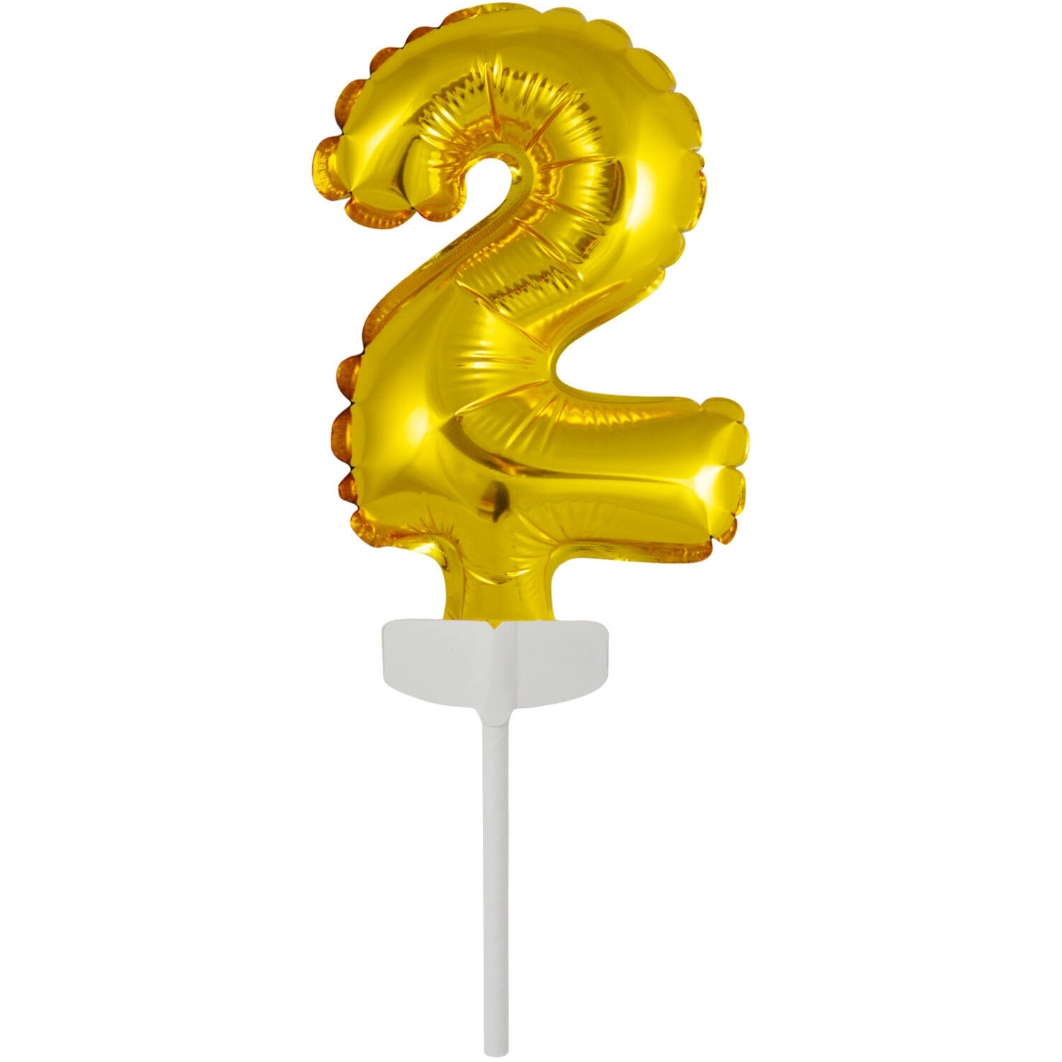 Micro Size Number 2 Gold Foil Balloon N6 Packaged 11 cm x 8 cm