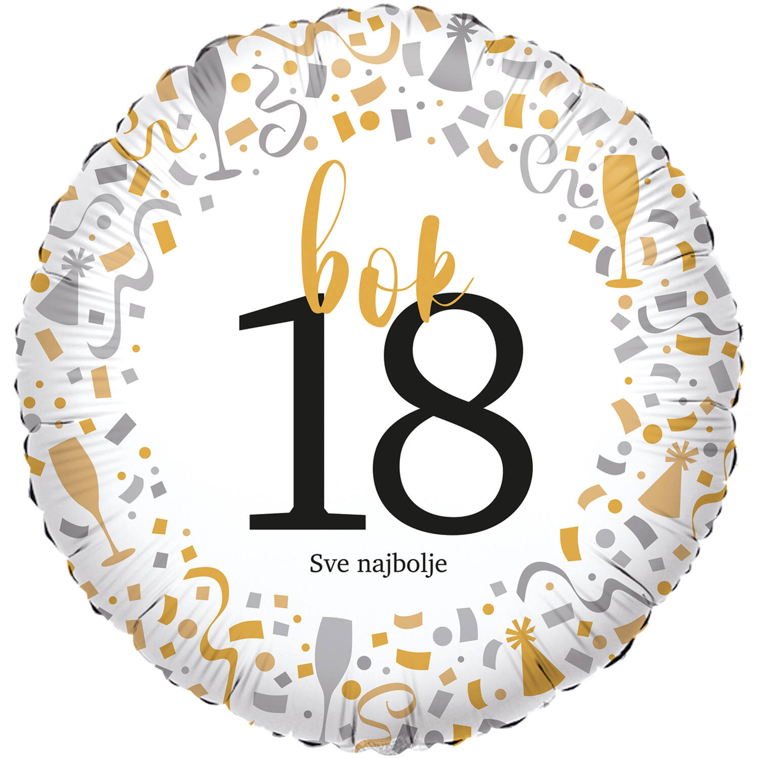 Foil Balloon - hello 18 Sve najbolje - Croatian - 45 cm