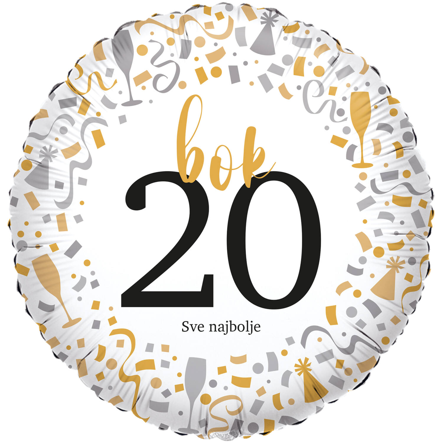 Foil Balloon - hello 20 Sve najbolje - Croatian - 45 cm