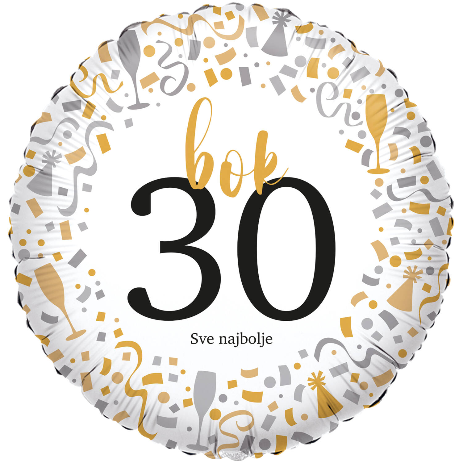 Foil Balloon - hello 30 Sve najbolje - Croatian - 45 cm