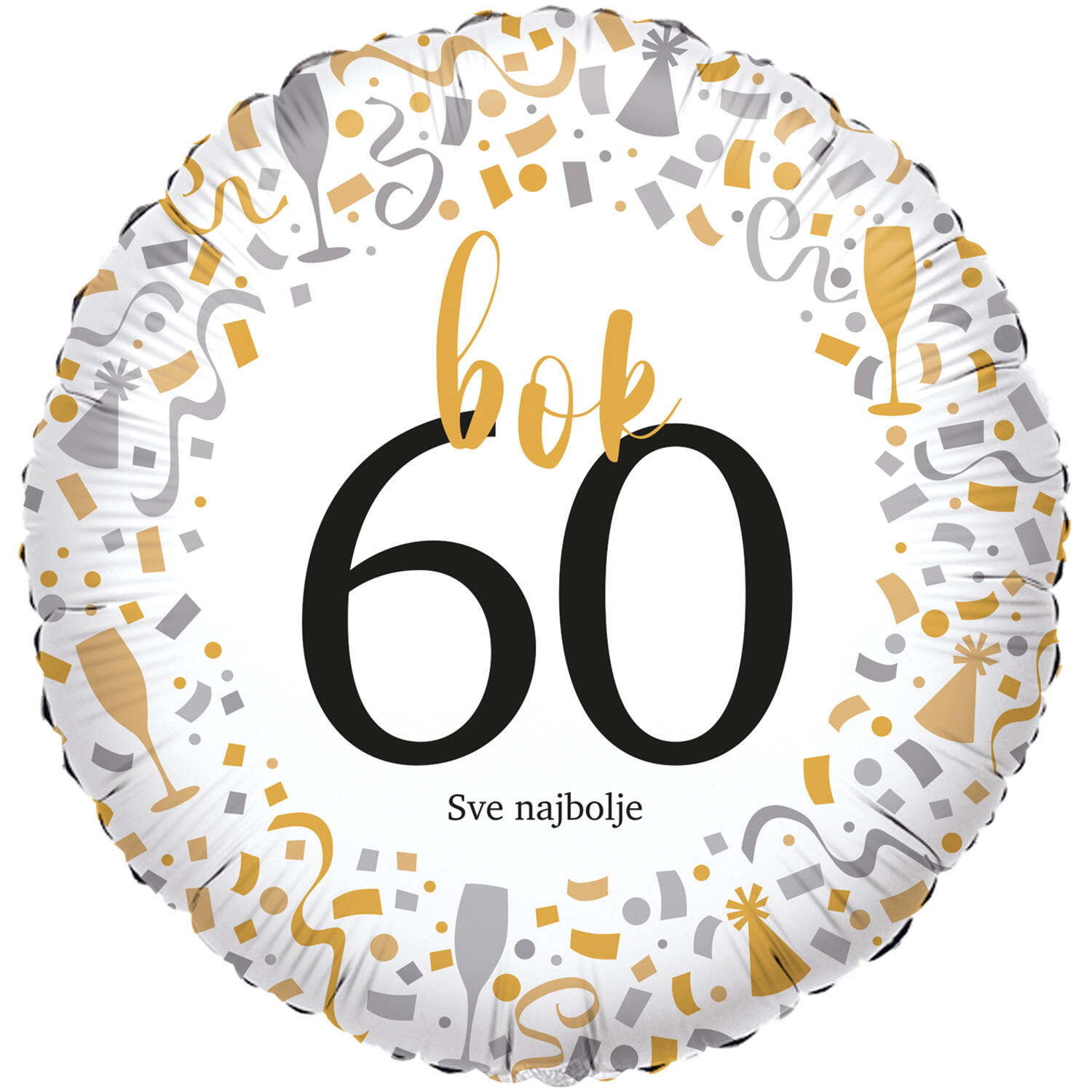 Foil Balloon - hello 60 Sve najbolje - Croatian - 45 cm
