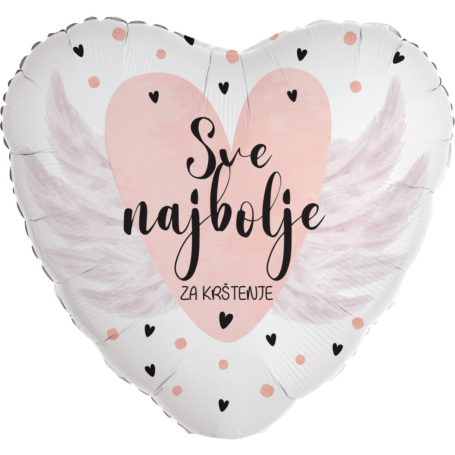Foil Balloon - Heart Shape - "Sve najbolje ZA KRŠTENJE" - 45 cm