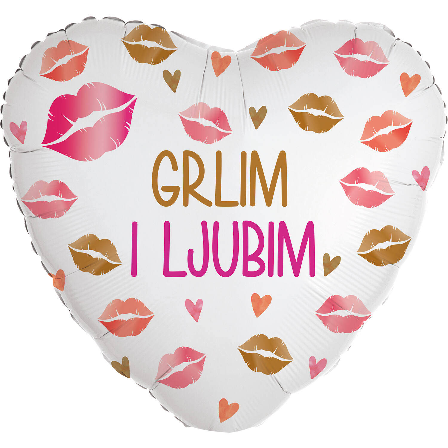 Foil Balloon - Heart Shape - "GRLIM I LJUBIM" - Croatian - 45 cm