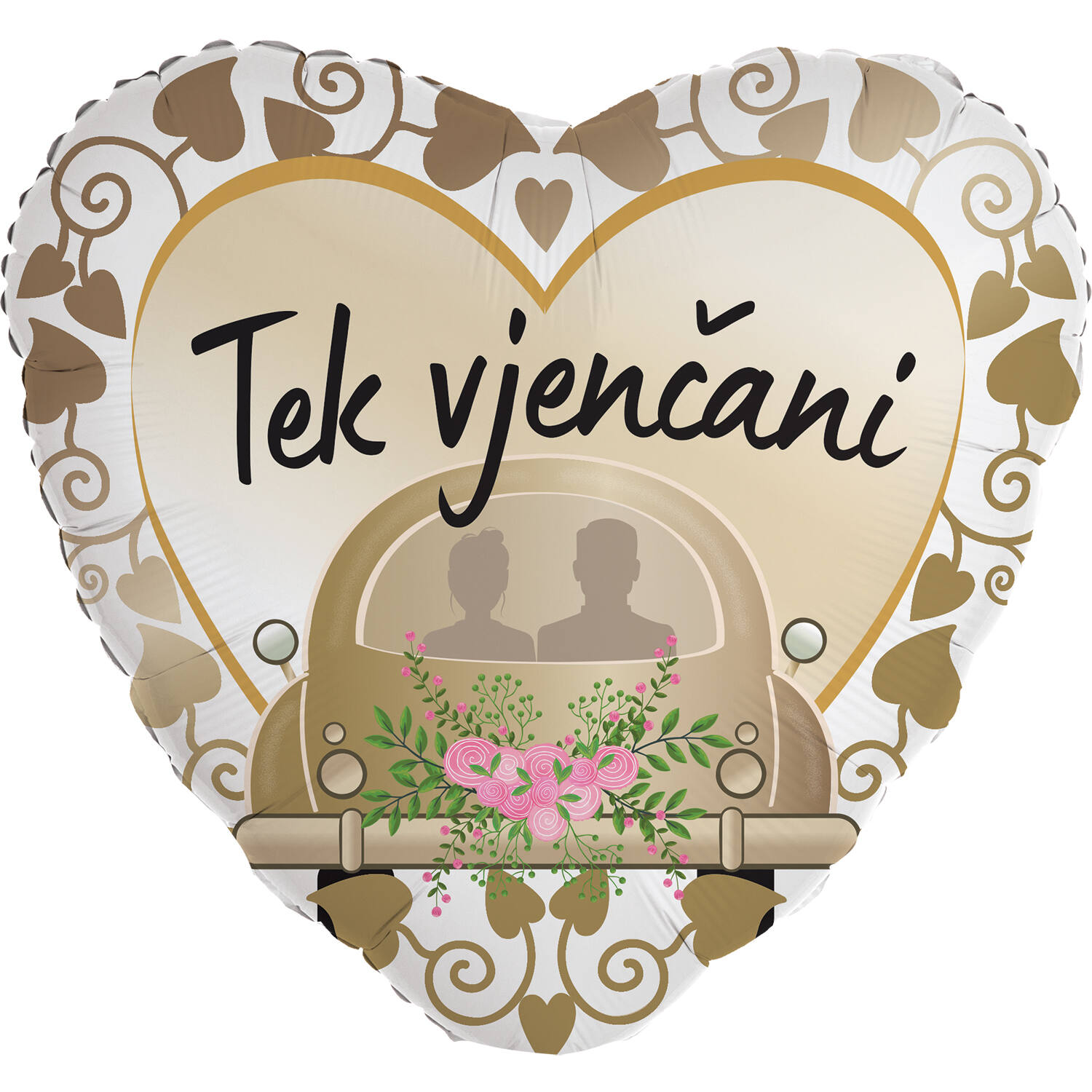 Foil Balloon - Heart Shape - "Tek vjenčani" - Croatian - 45 cm