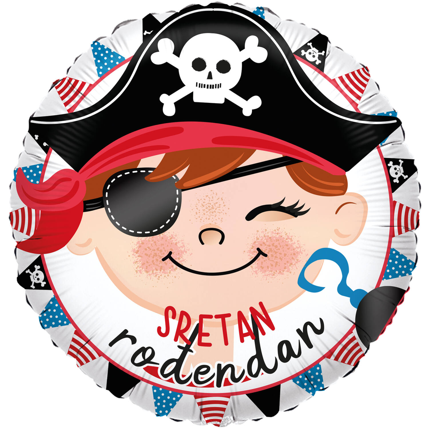 Foil Balloon - Pirate/Pirat "SRETAN rođendan" - Croatian - 45 cm