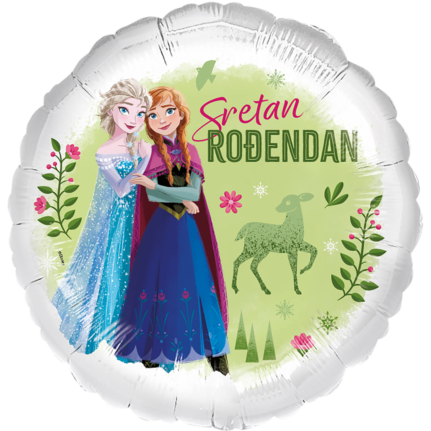 Foil Balloon - Anna & Elsa "Sretan ROĐENDAN" - Croatian - 45 cm