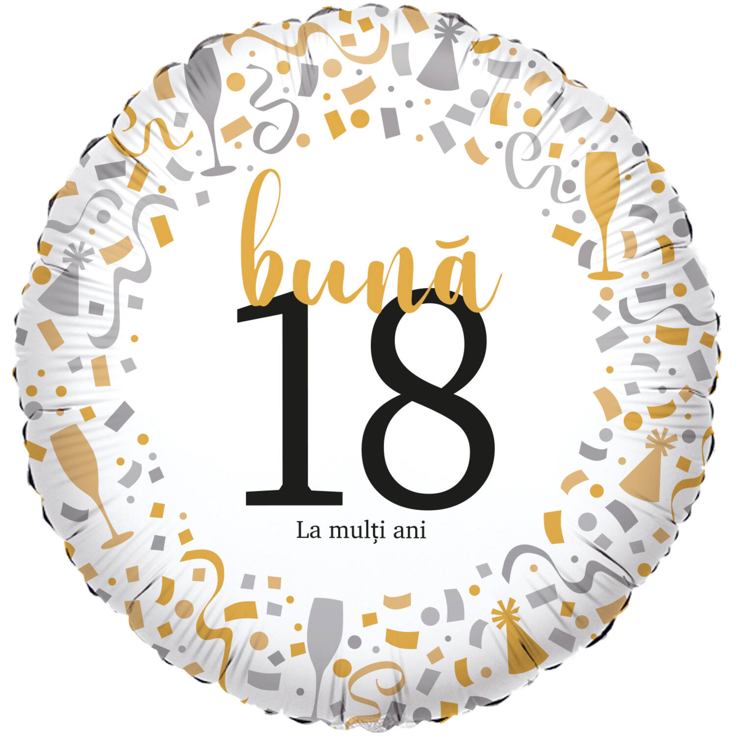 Foil Balloon - "bună 18 La mulți ani" - Romanian - 45 cm