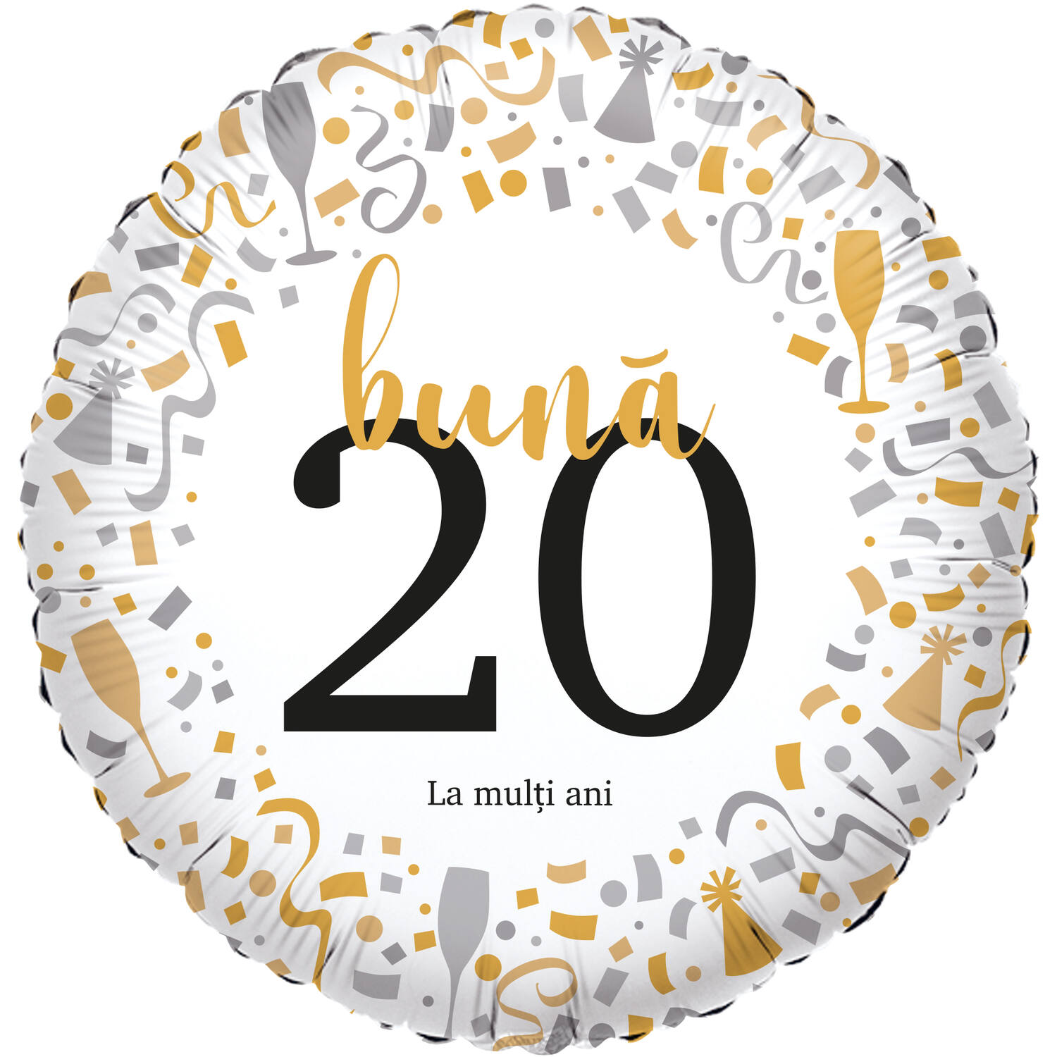 Foil Balloon - "bună 20 La mulți ani" - Romanian - 45 cm