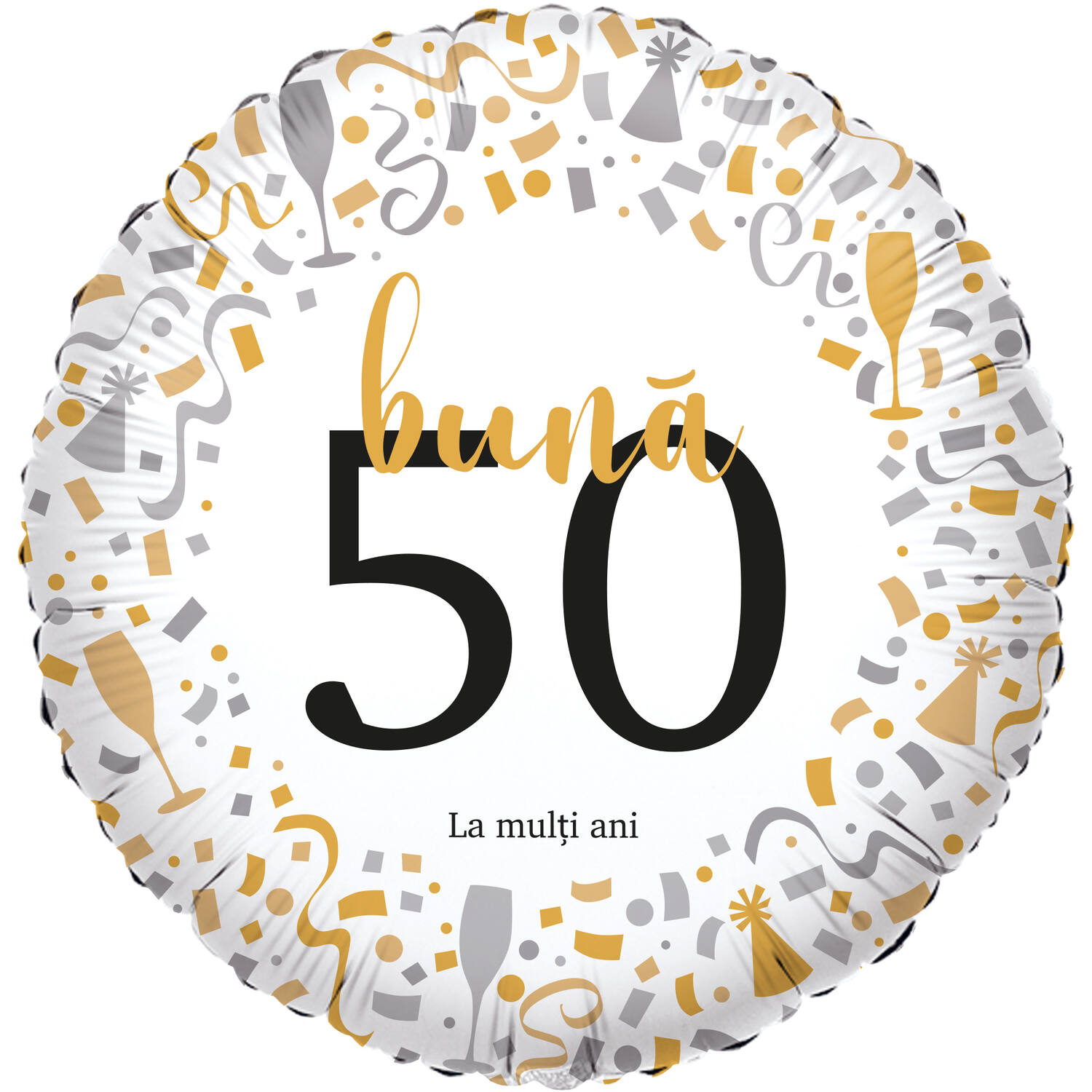Foil Balloon - "bună 50 La mulți ani" - Romanian - 45 cm
