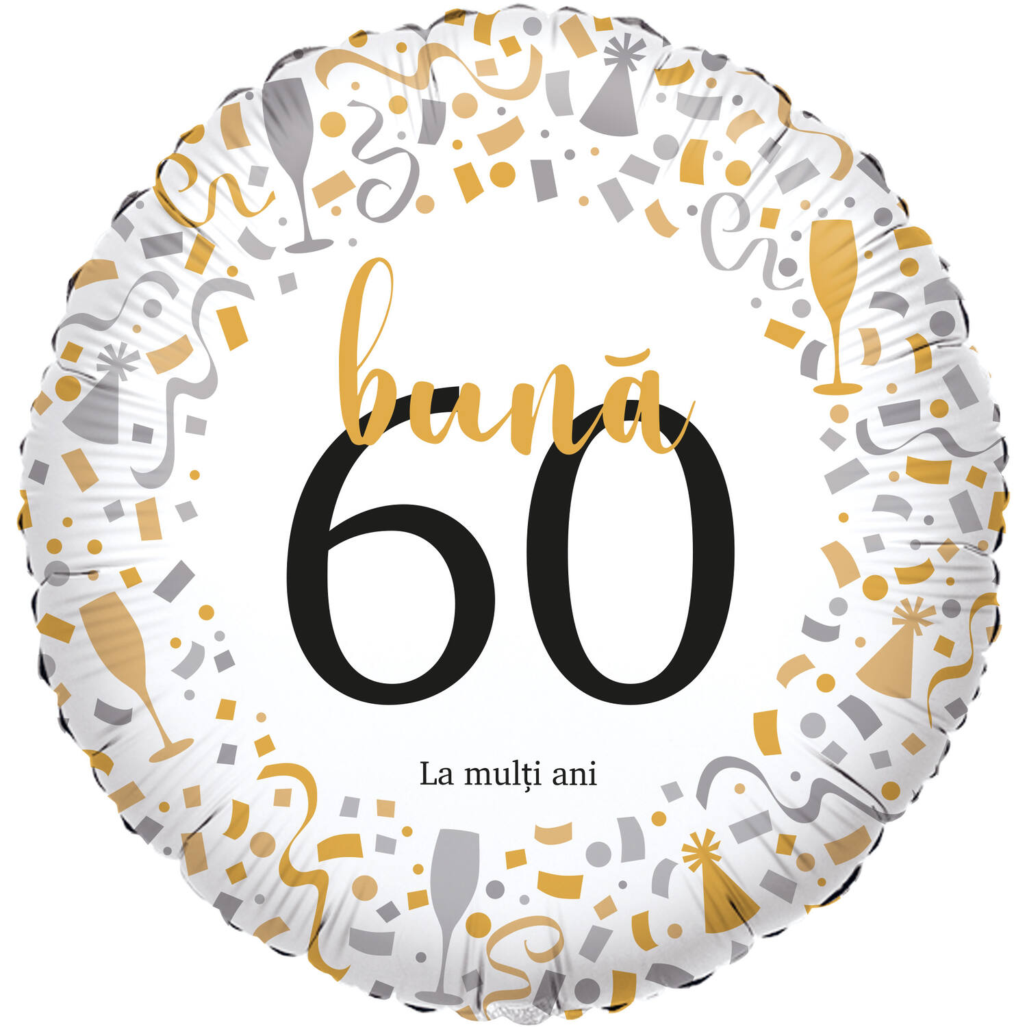 Foil Balloon - "bună 60 La mulți ani" - Romanian - 45 cm