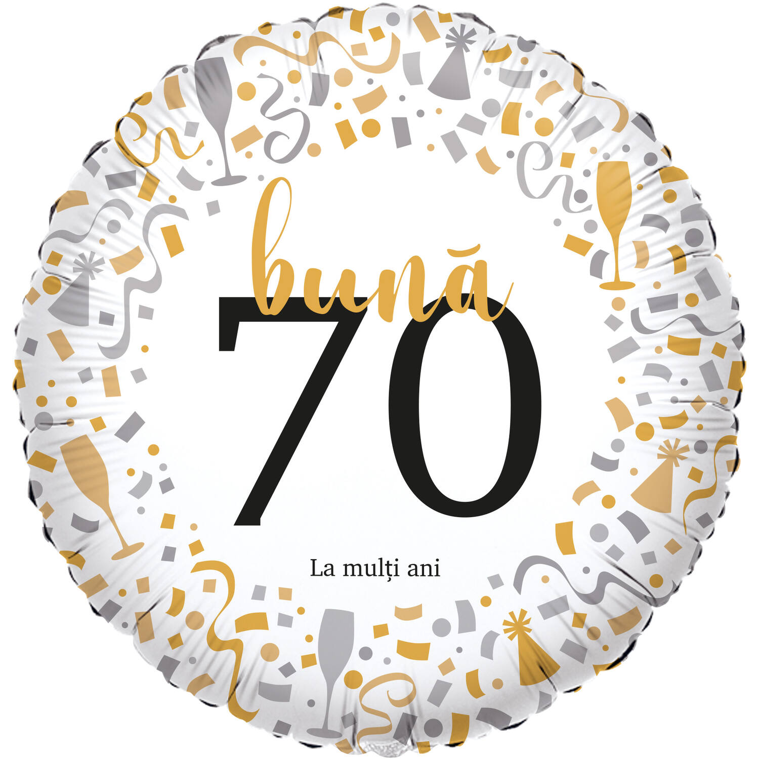 Foil Balloon - "bună 70 La mulți ani" - Romanian - 45 cm