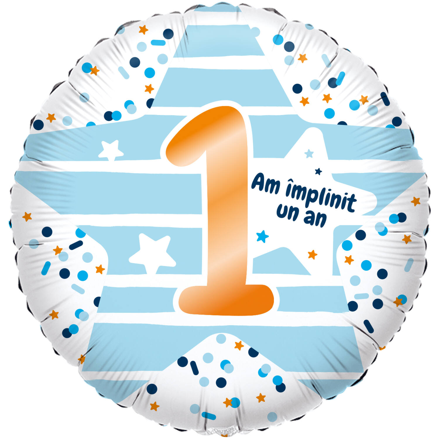 Foil Balloon - "1 Am implinit un an blau" - Romanian - 45 cm