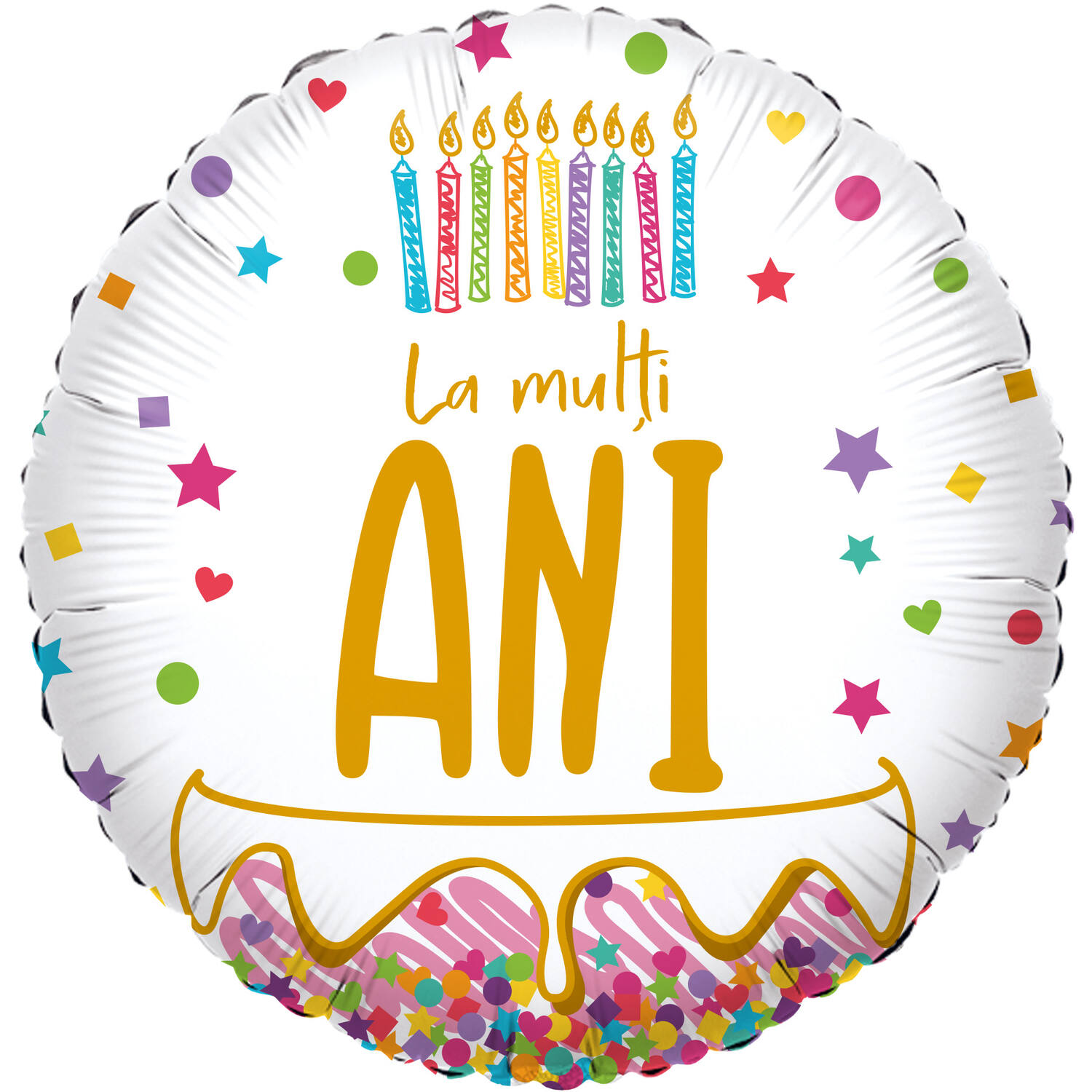 Foil Balloon - Birthday Candles "La mulți ANI" - Romanian - 45 cm