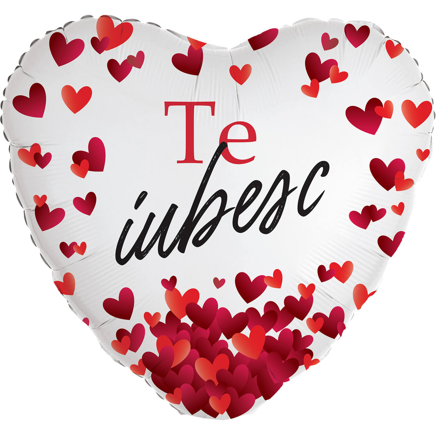 Foil Balloon - Heart Shape - "TE iubesc" - Romanian - 45 cm