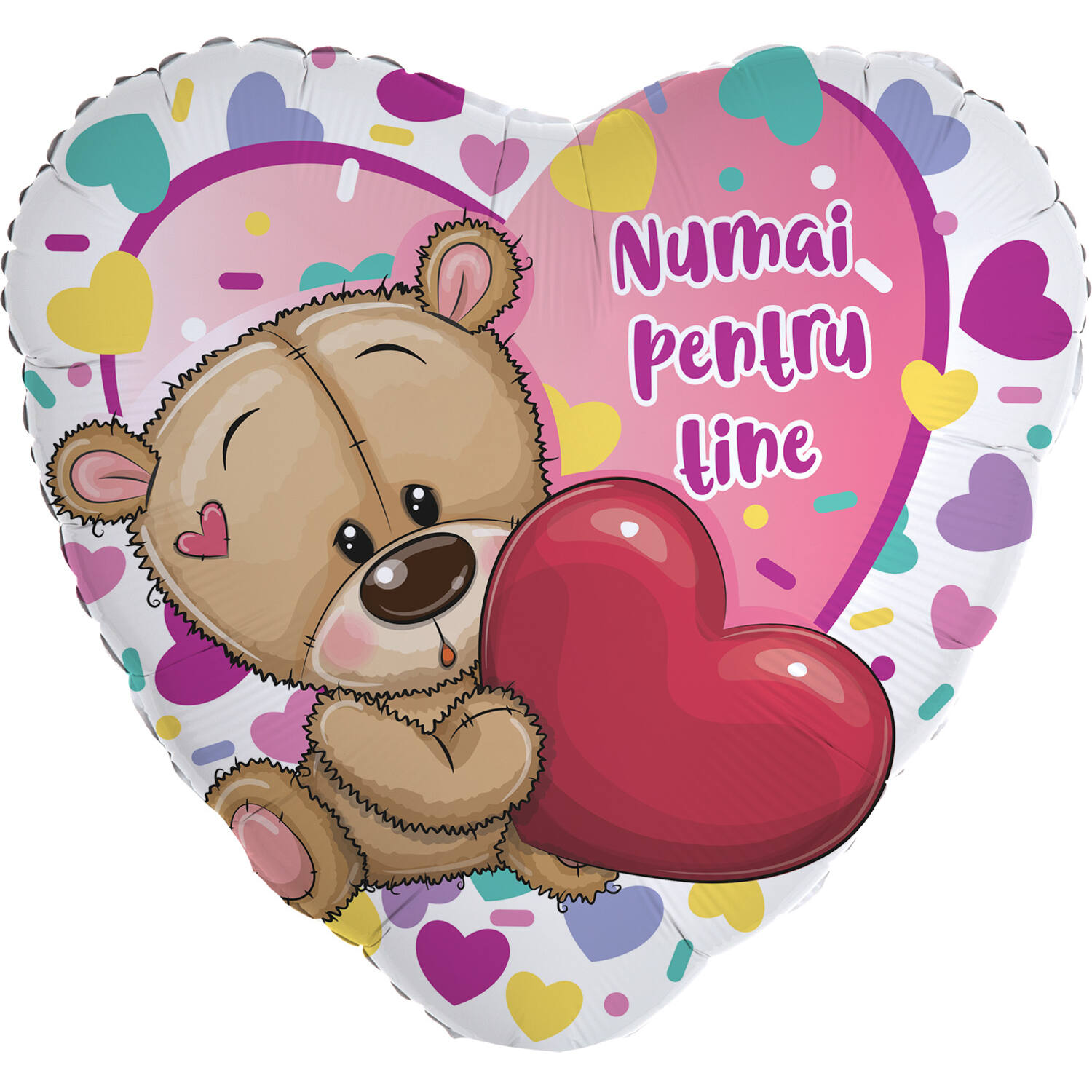 Foil Balloon - Heart Shape - "Numai pentru tine" - Romanian - 45 cm