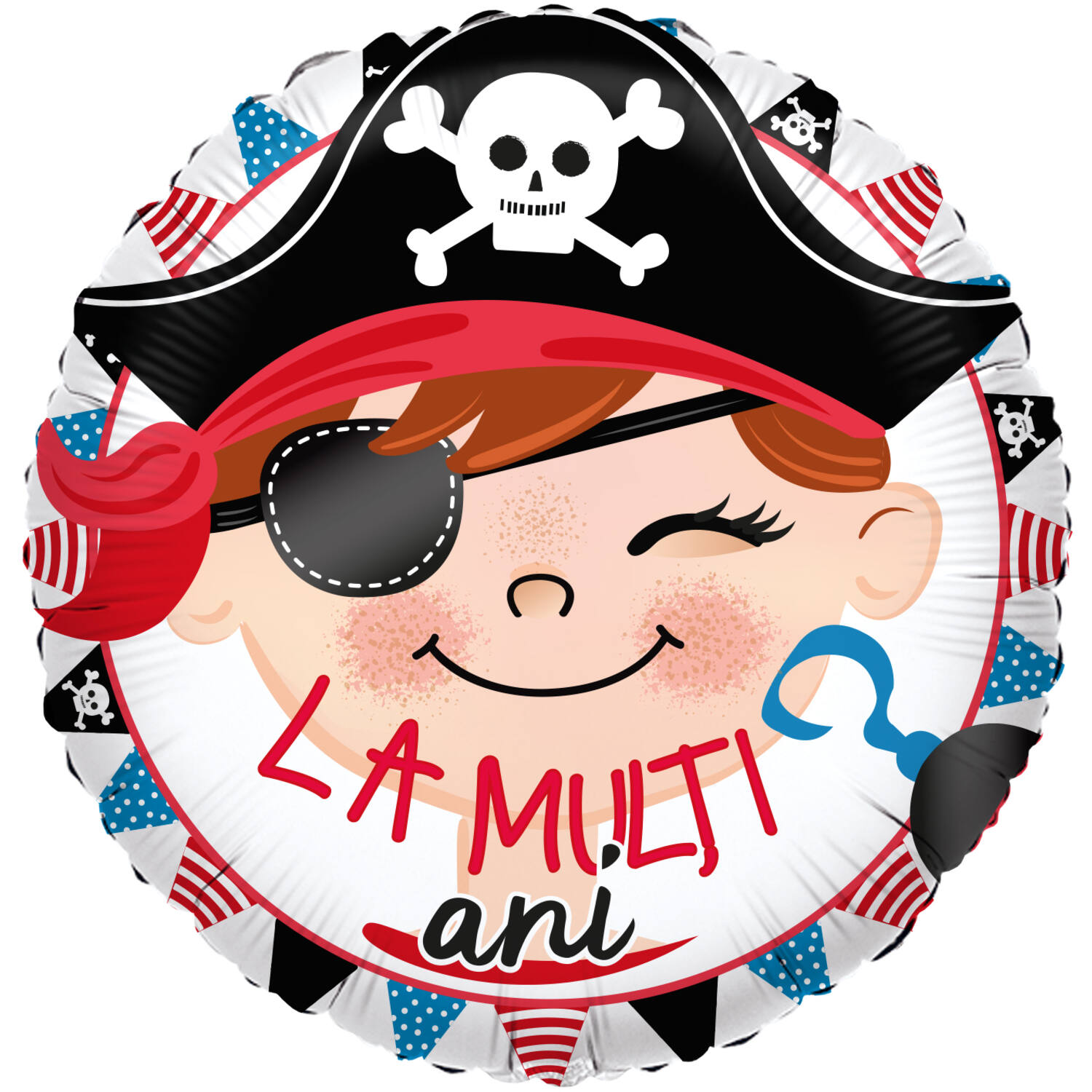 Foil Balloon - Pirate/Pirat "LA MULȚI ani" - Romanian - 45 cm