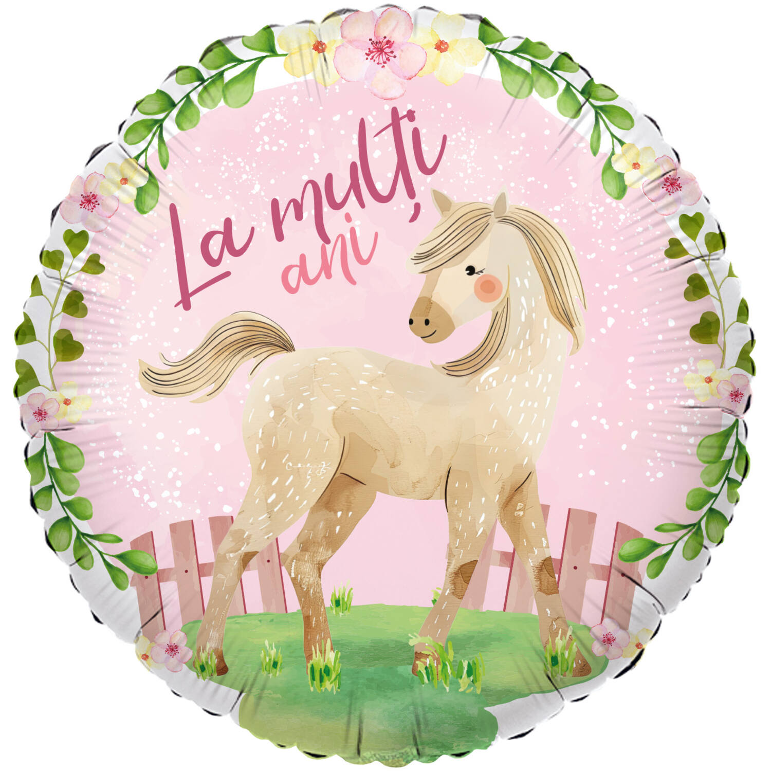 Foil Balloon - Horse/Cal "La mulți ani" - Romanian - 45 cm