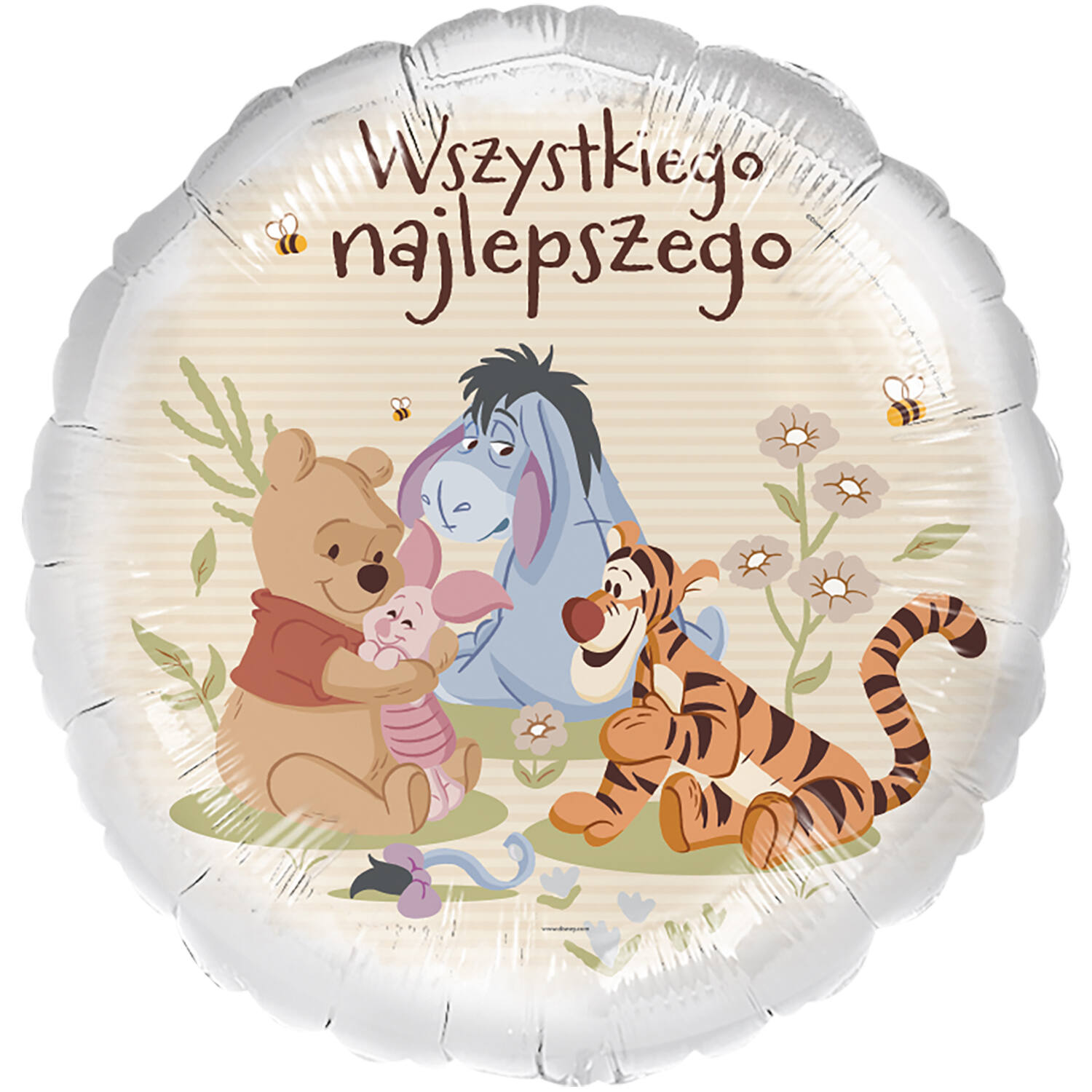 Foil Balloon - Winnie the Pooh "Wszystkiego Najlepszego" - Polish - 45 cm