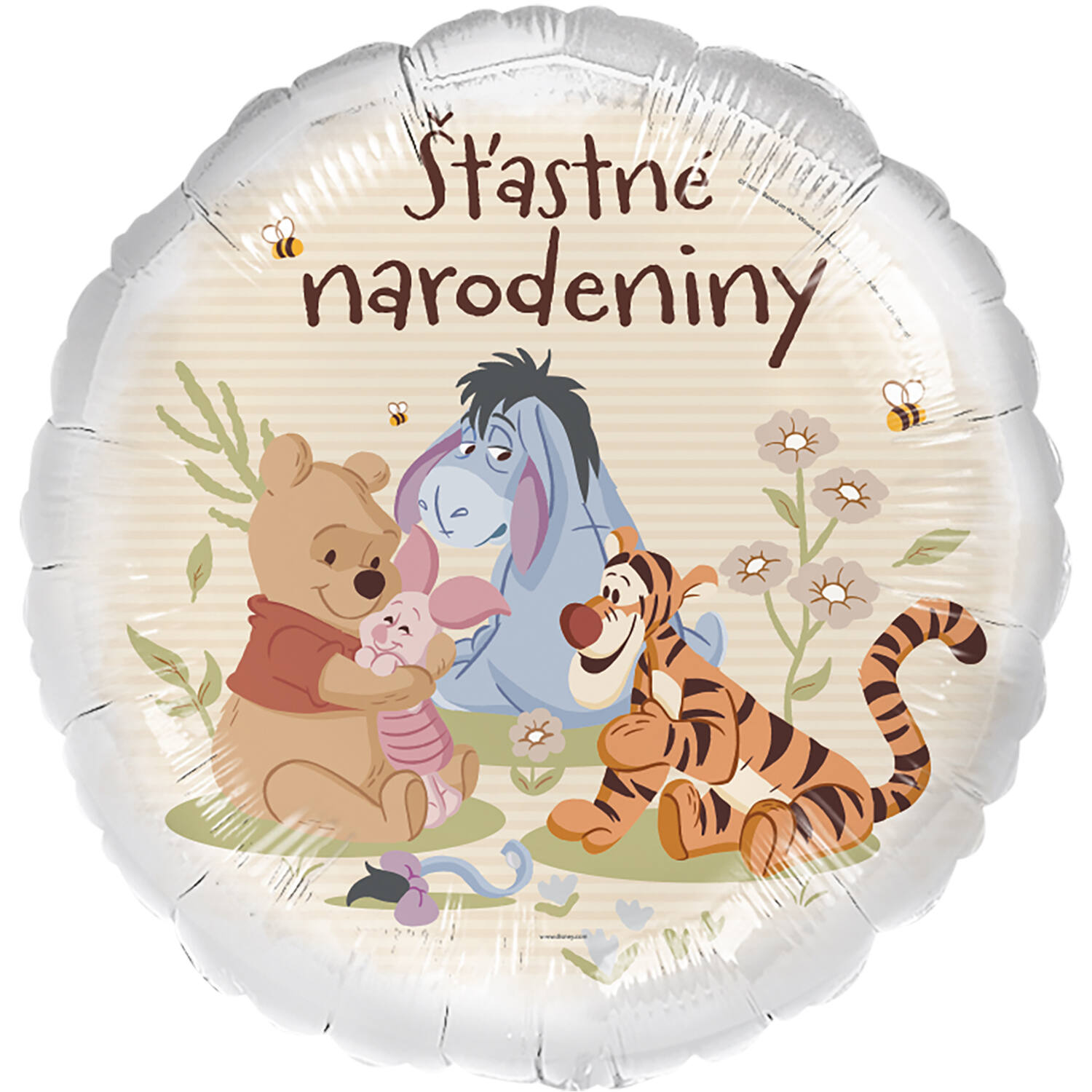 Foil Balloon - Winnie the Pooh "Stastne narodeniny" - Slovenian - 45 cm