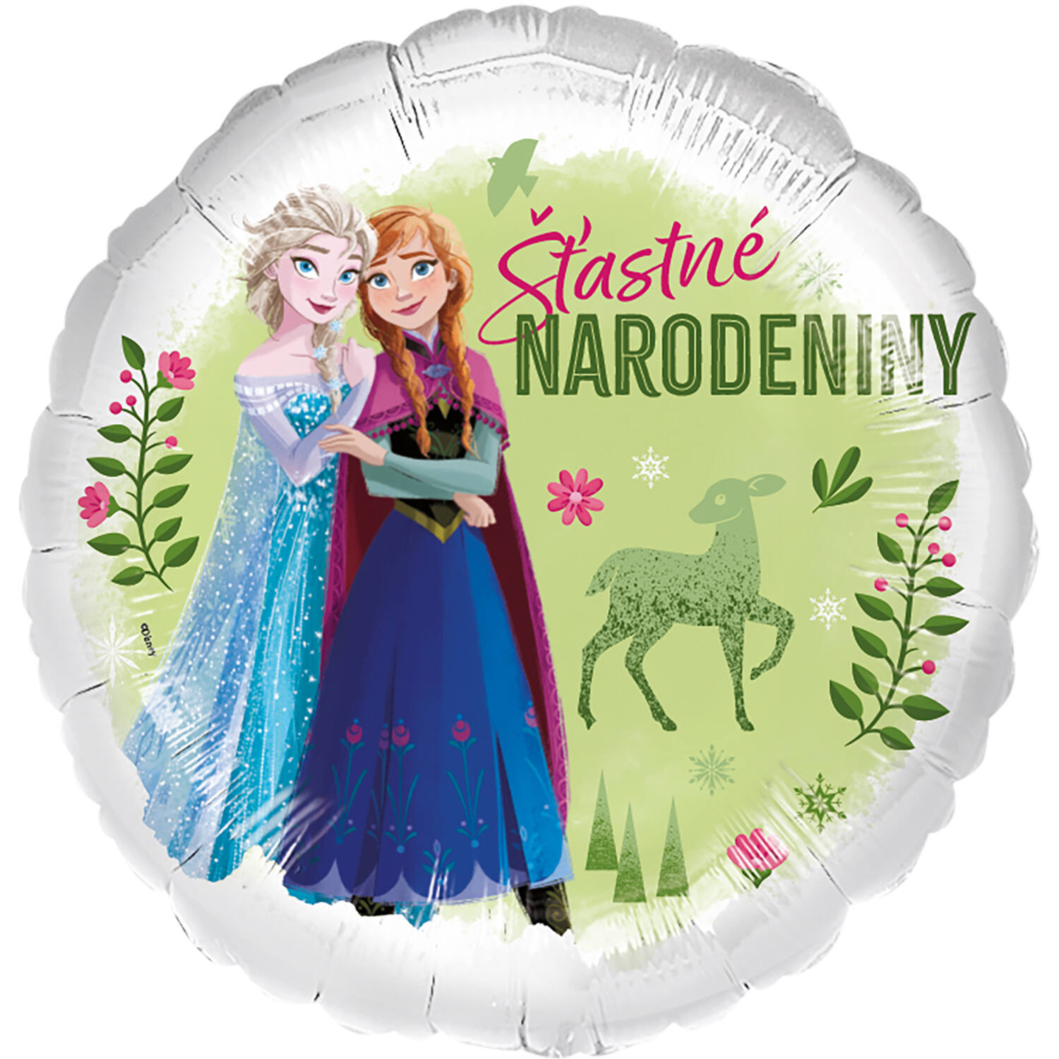 Foil Balloon - Anna & Elsa "Stastne narodeniny" - Slovenian - 45 cm