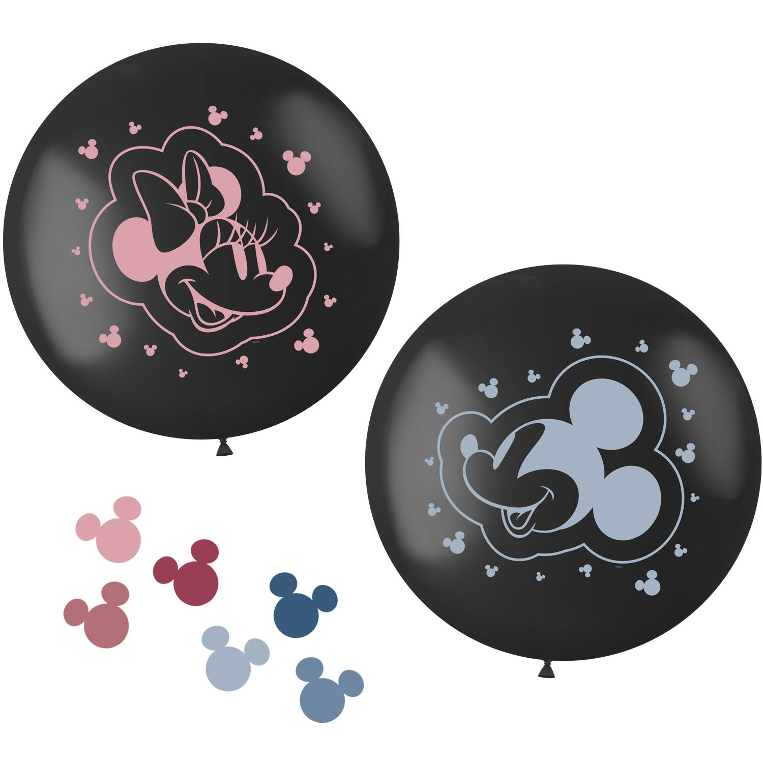 Confetti Latex Balloon - Mickey&Minnie - Gender Reveal - 48 cm - Black
