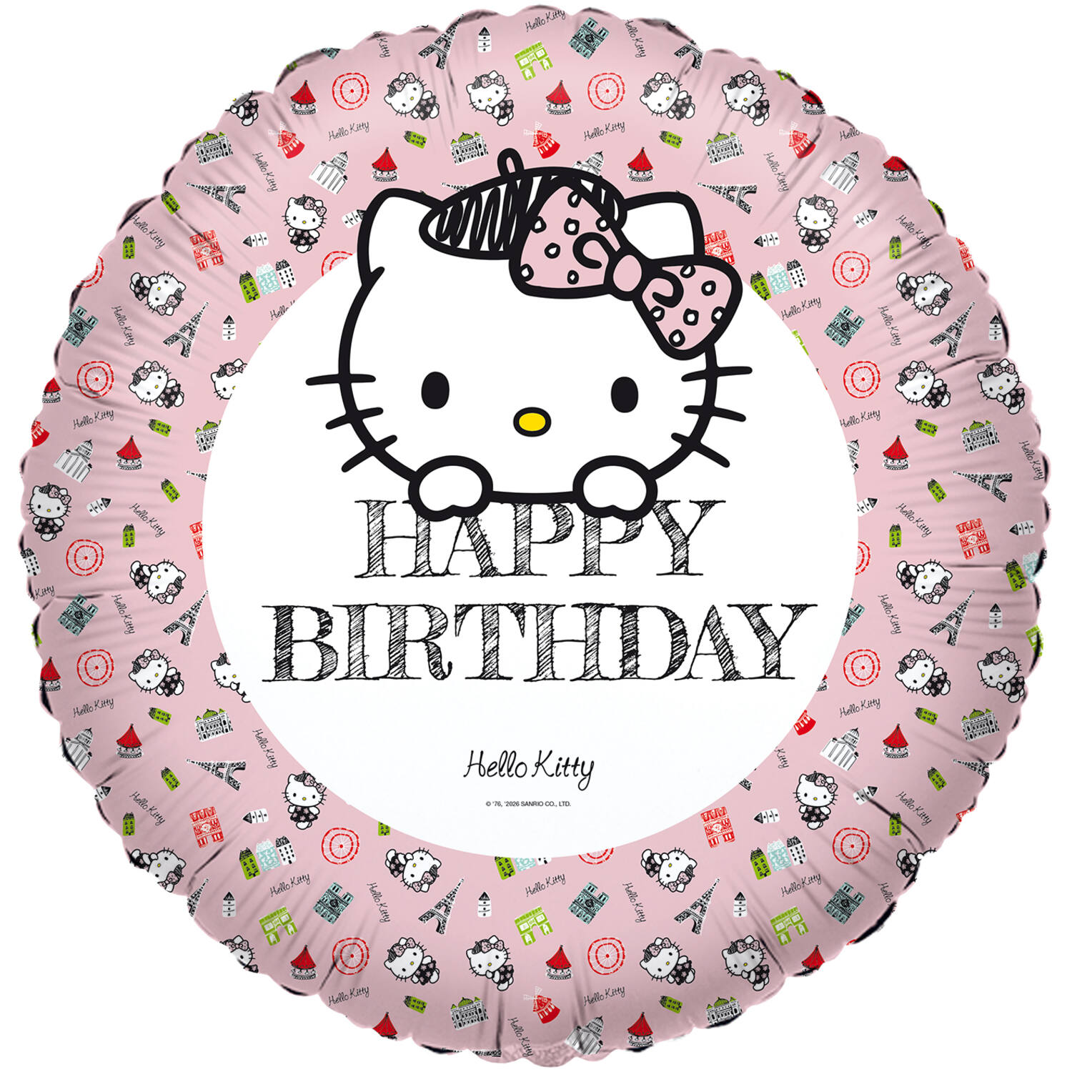Foil balloon - Hello Kitty - Paris - HAPPY BIRTHDAY - 45 cm