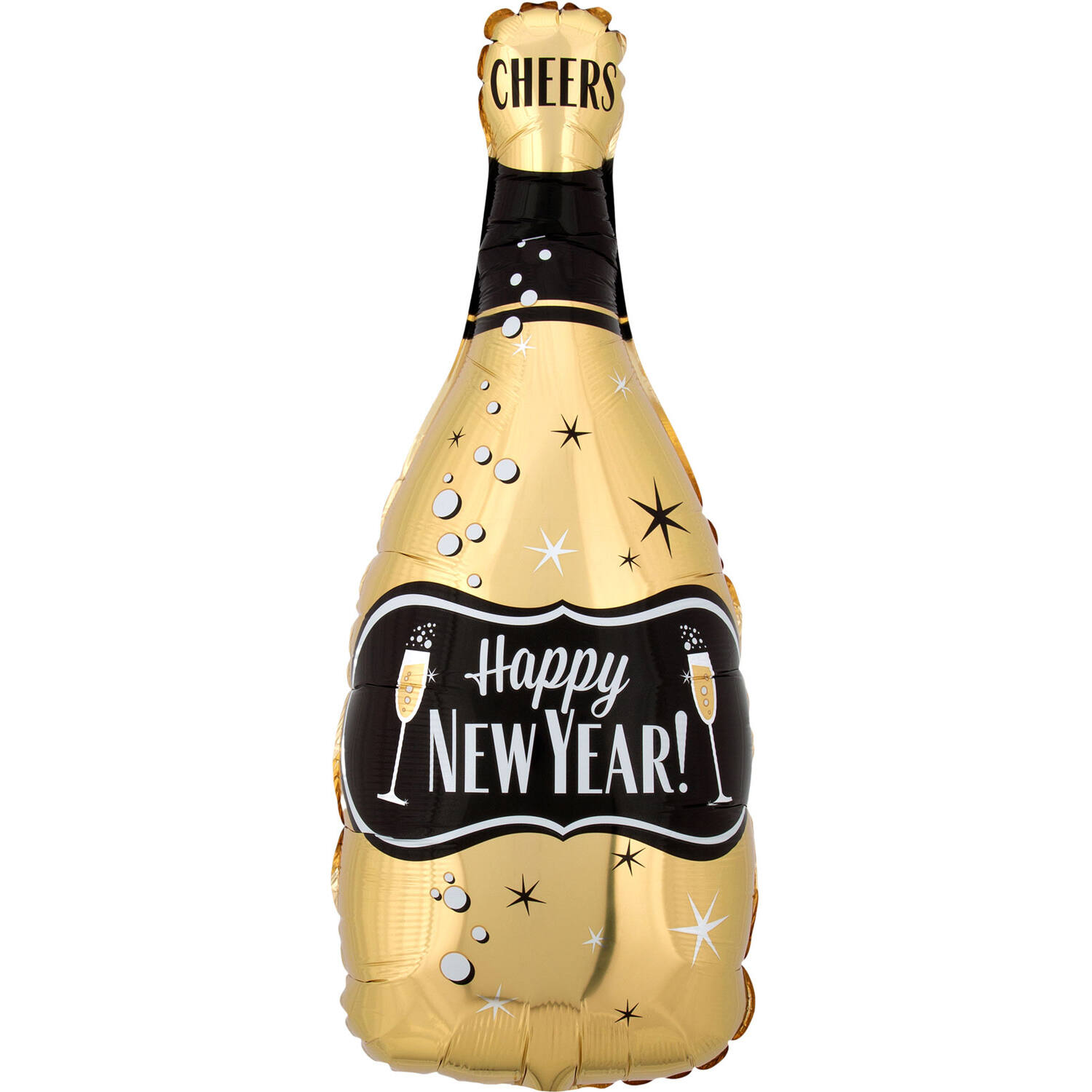 18in/45cm Shape HNY Gold & Black Bub