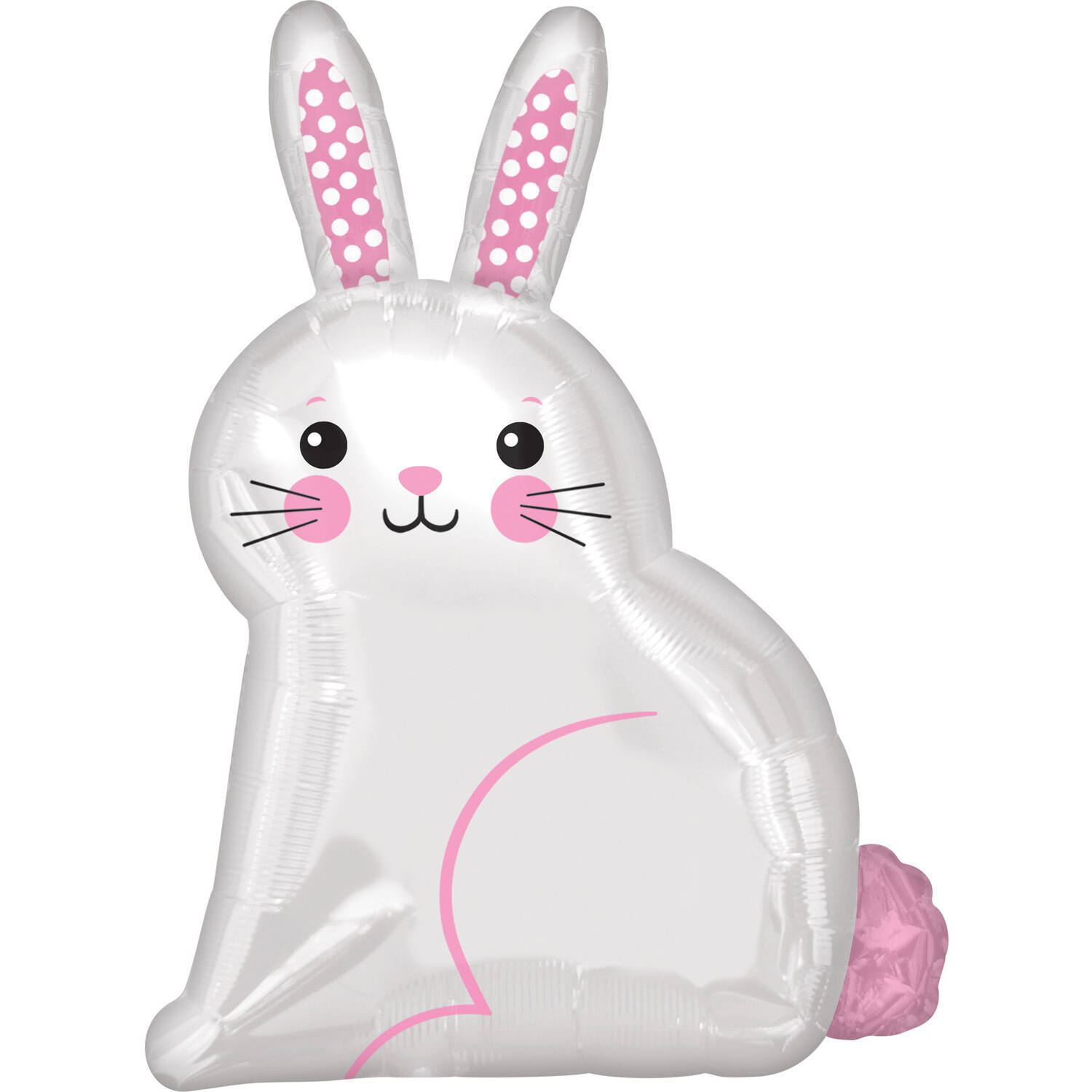 Junior Shape White Satin Bunny Foil Balloon S50 packaged 40 cm x 55 cm