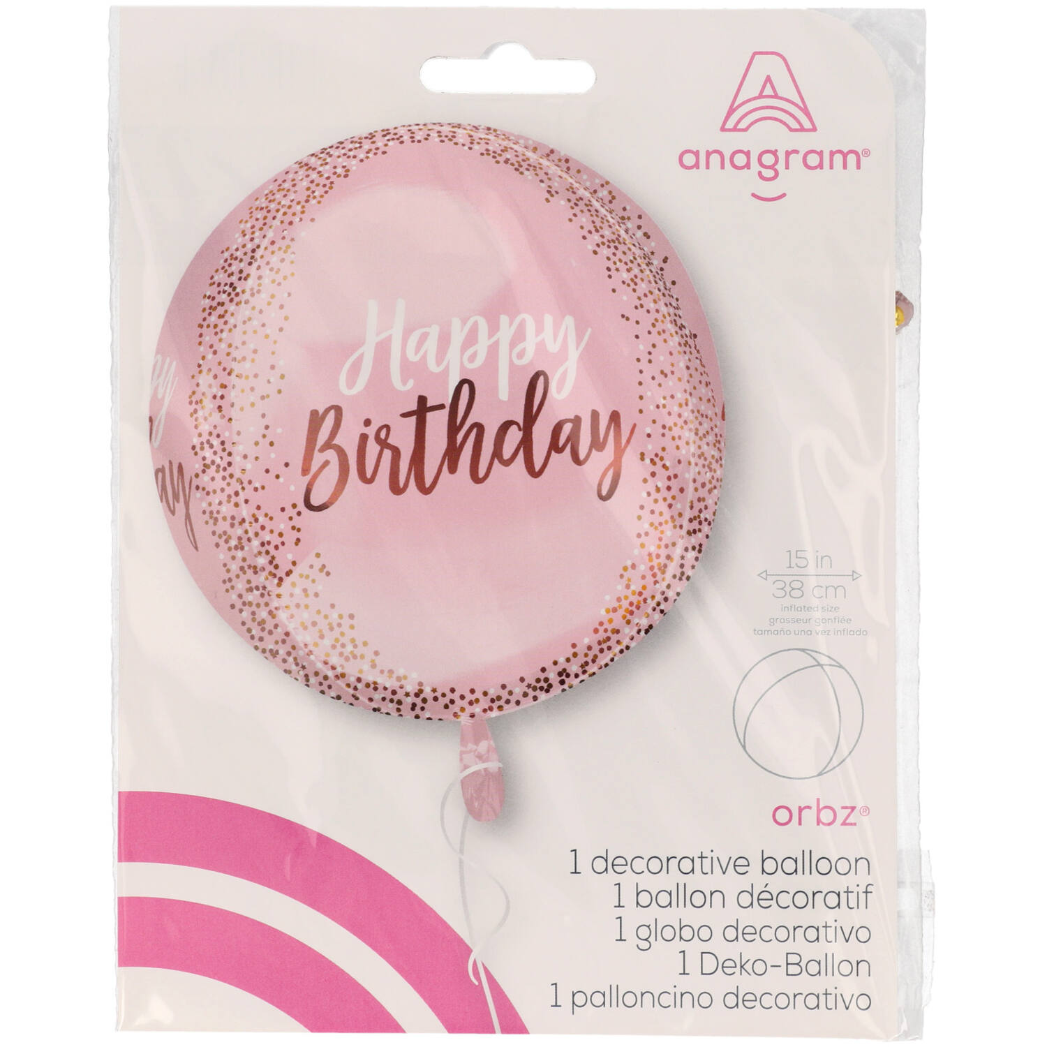 Orbz® - "Happy Birthday" - Pastel Pink - 38 x 40 cm