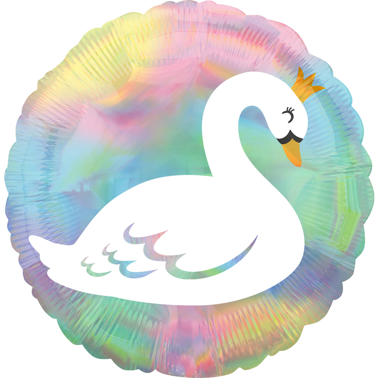 Standard Iridescent Pastel Swan Foil Balloon S55 Packaged 43 cm