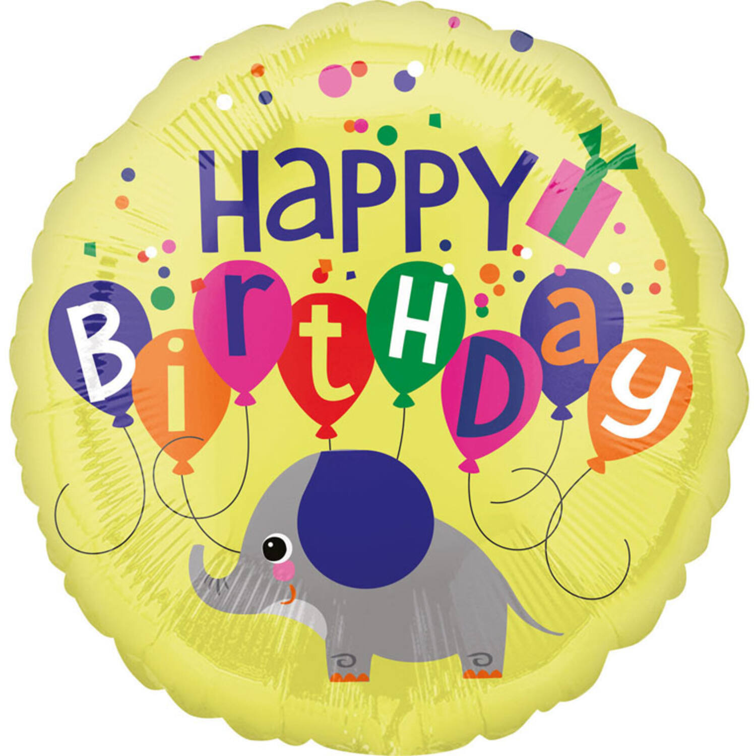 Standard Elephant Birthday Foil Balloon S40 Packaged 43 cm