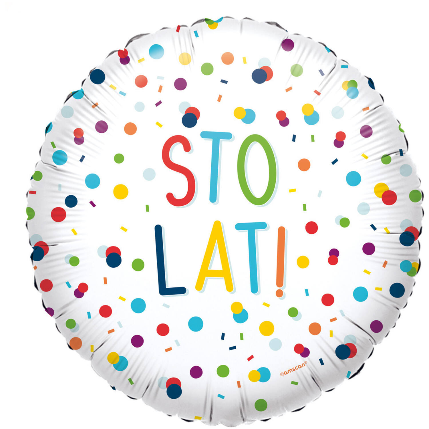 Foil Balloon - "STO LAT!" - Confetti - 45 cm