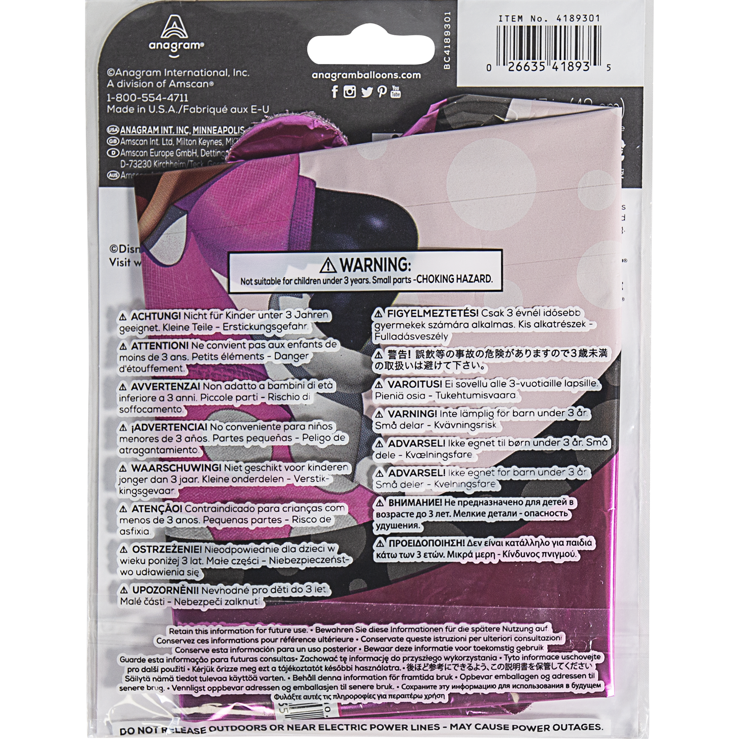 Foil Balloon - Minnie Mouse - "Happy Birthday" - 45 cm