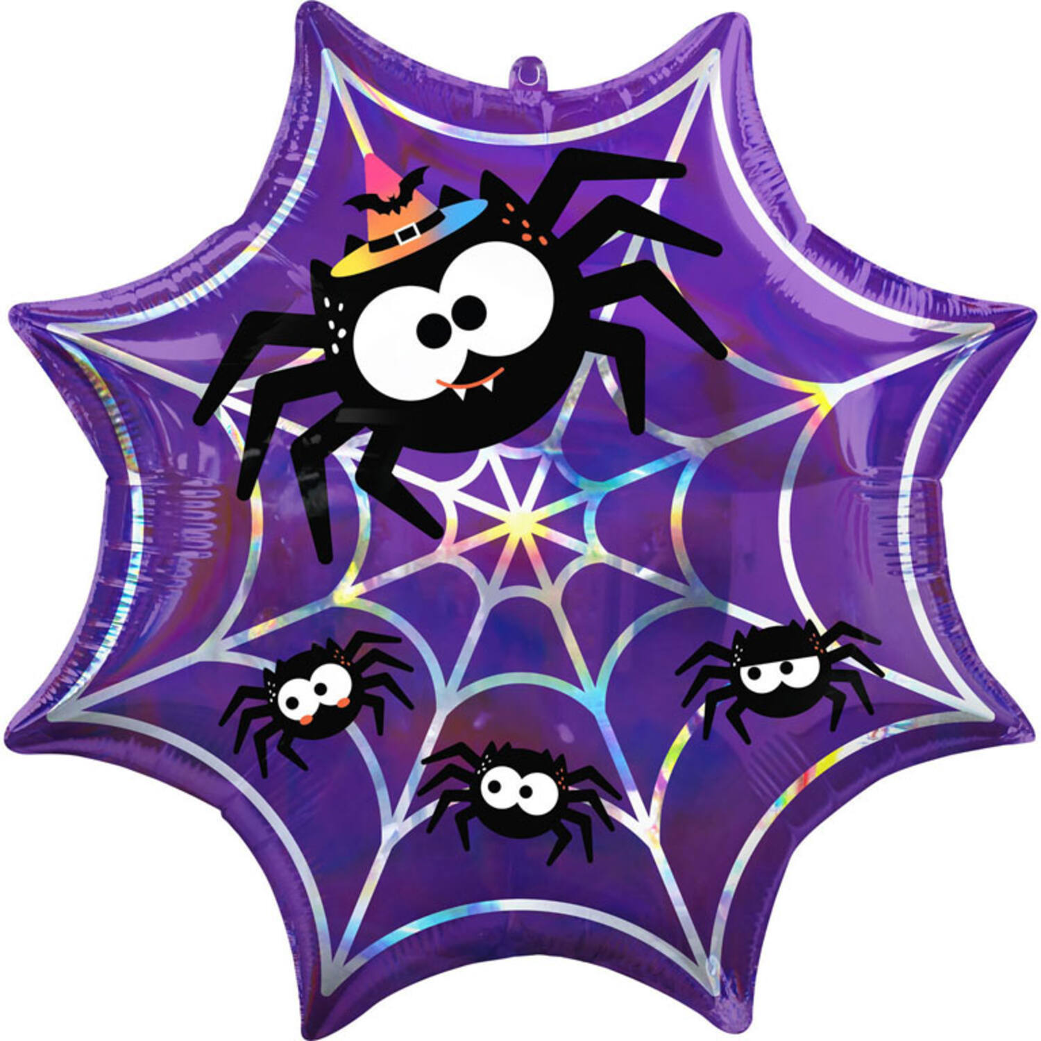 Foil Balloon - Shape - Spider Web - Purple and Iridescent